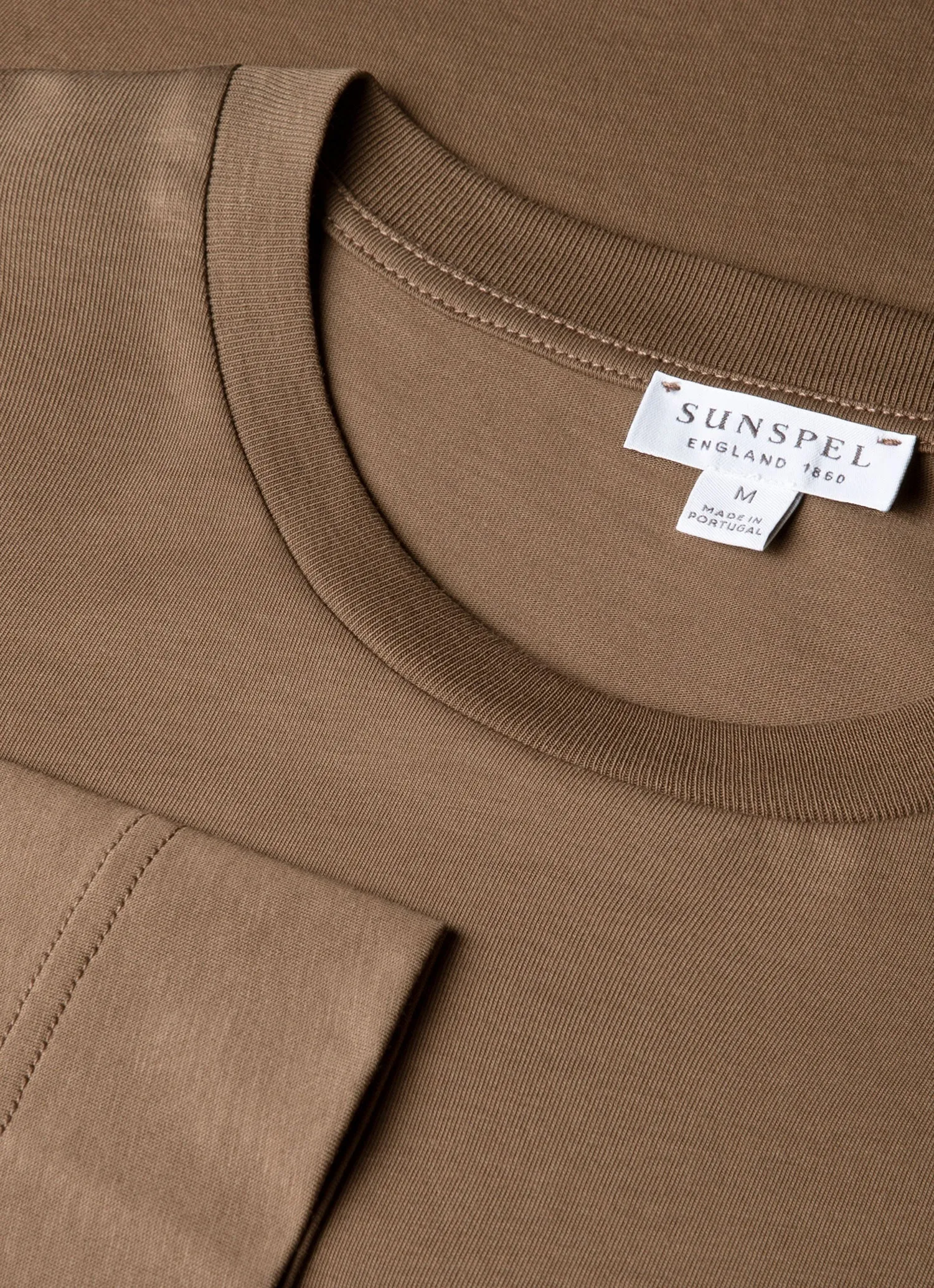 Men's Long Sleeve Riviera Midweight T‑shirt in Dark Cedar sold by Sunspel product image thumbnail 4