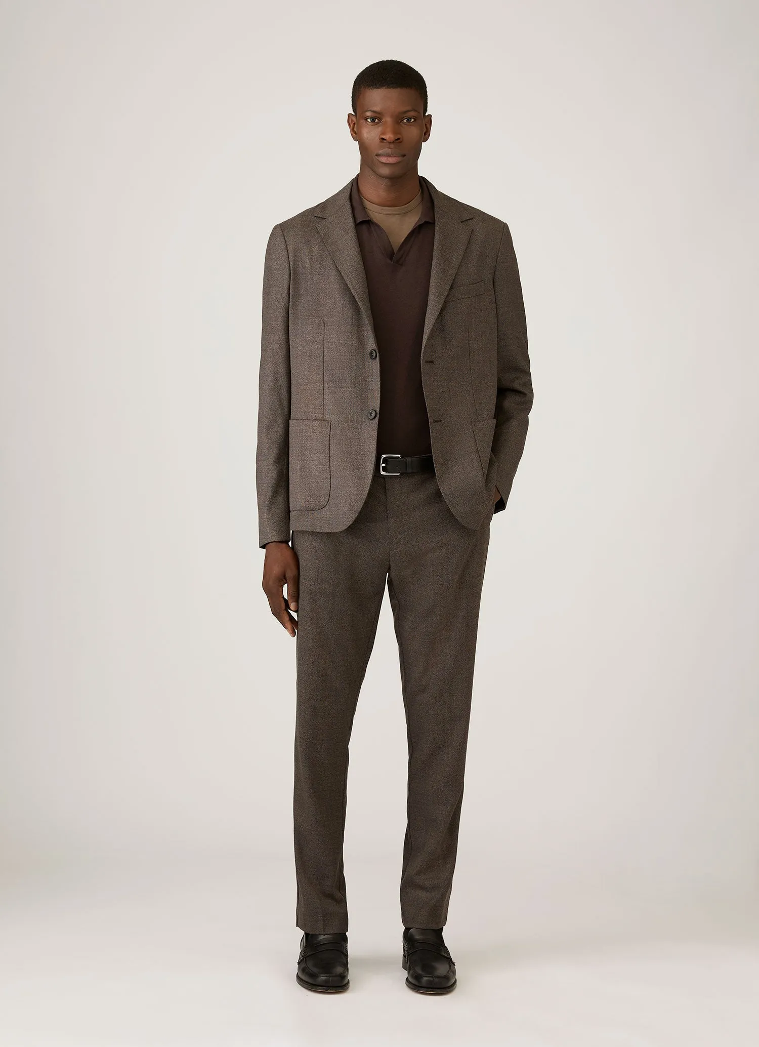 Men's Sea Island Cashmere Knitted Polo in Dark Chocolate sold by Sunspel product image thumbnail 3