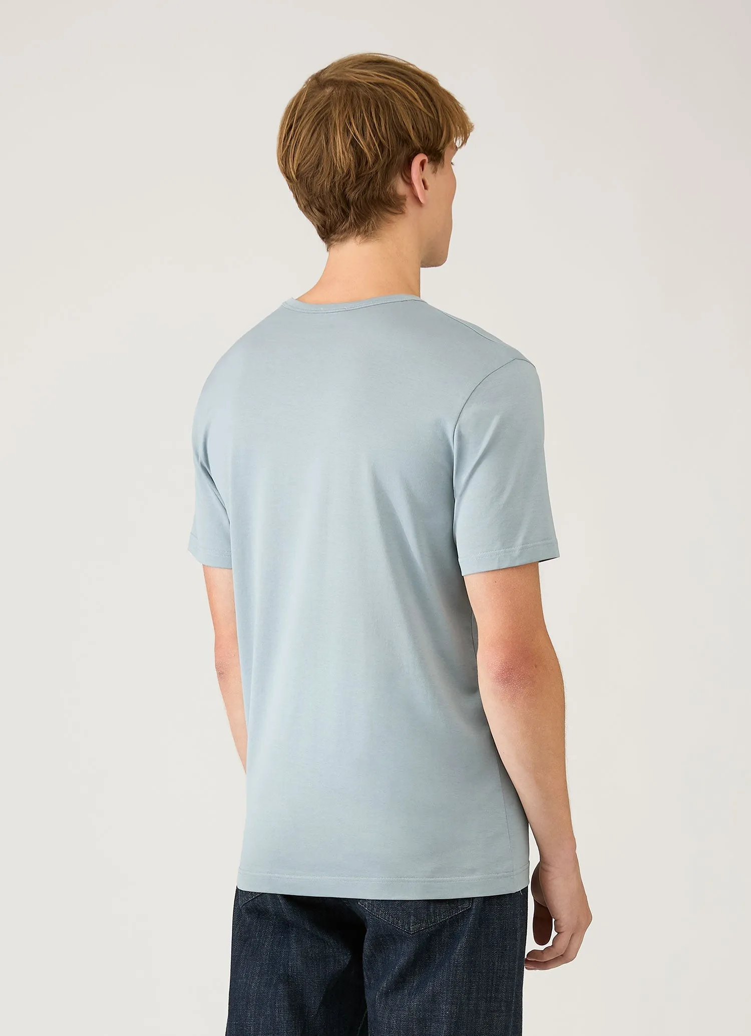 Men's Classic T-shirt in Stone Blue sold by Sunspel product image thumbnail 5