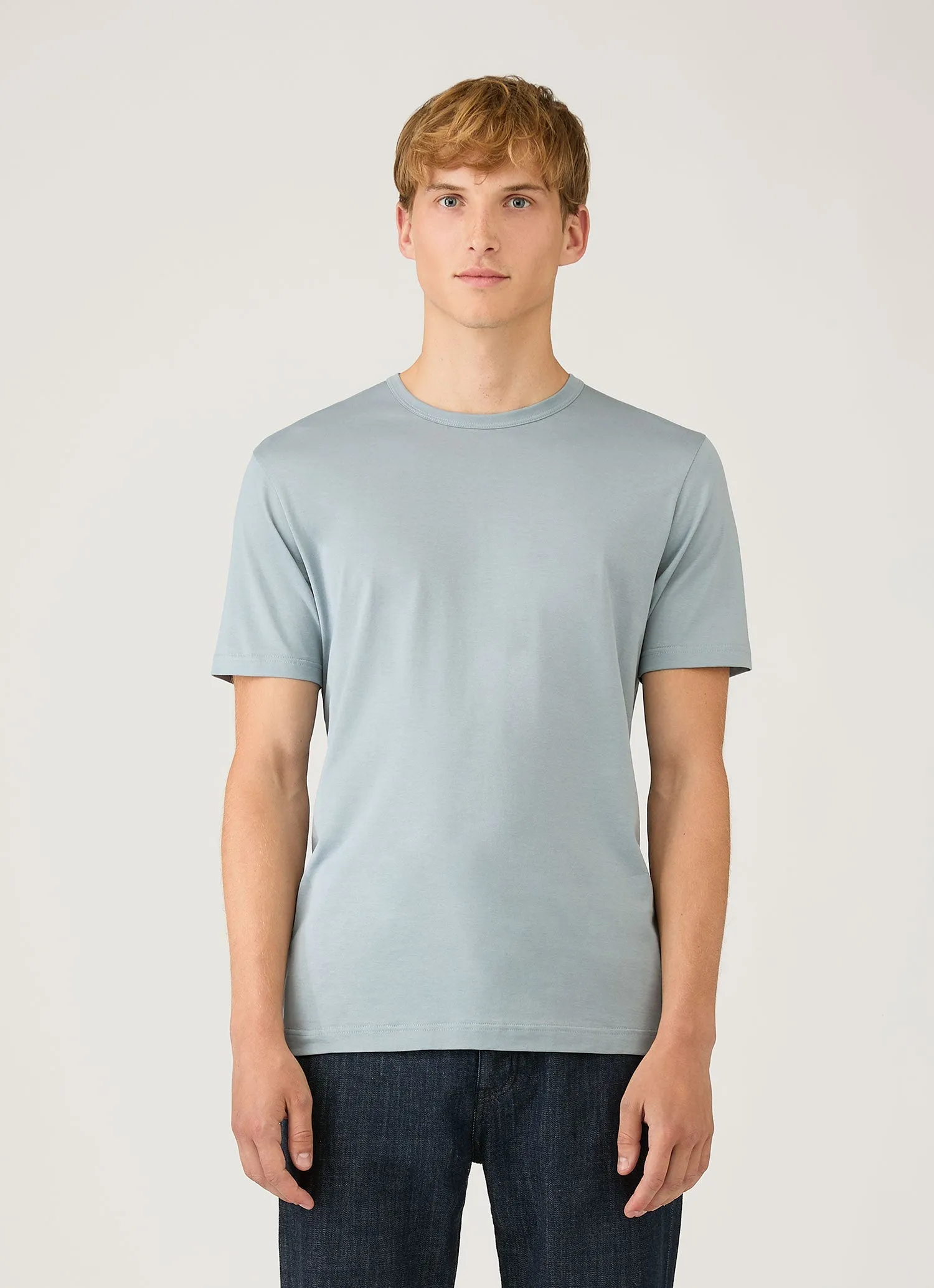 Men's Classic T-shirt in Stone Blue sold by Sunspel product image thumbnail 2