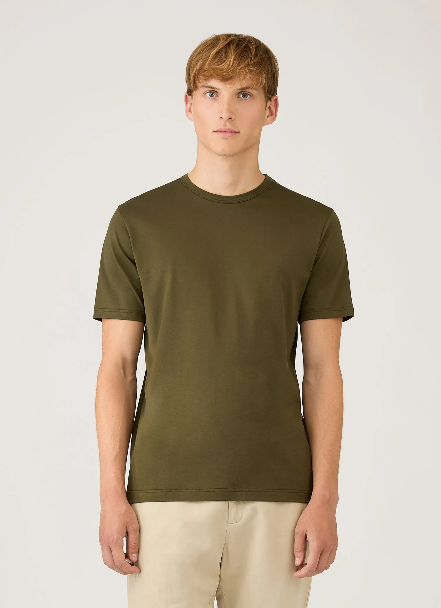 Men's Classic T-shirt in Deep Olive sold by Sunspel product image thumbnail 2