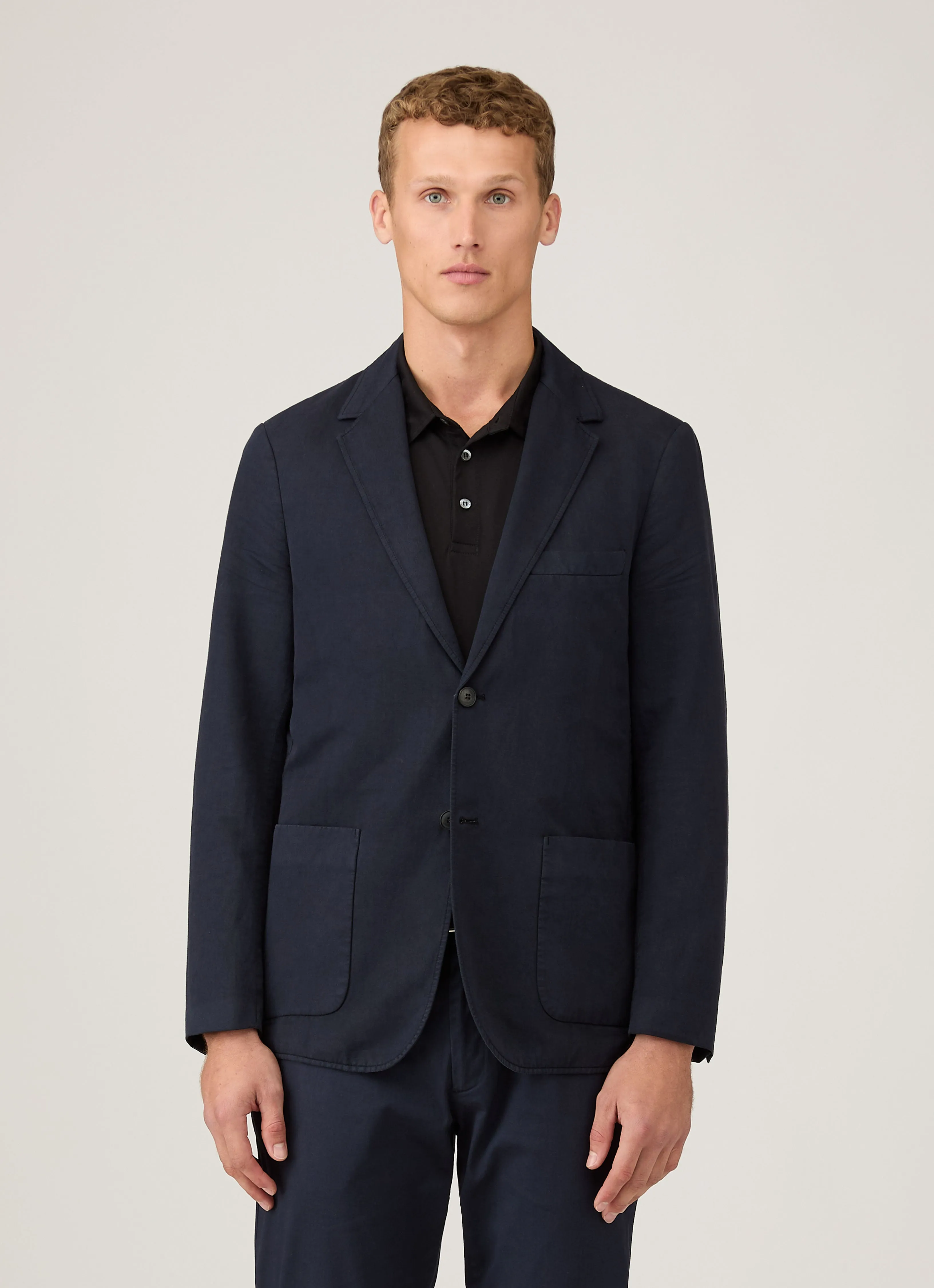 Men's Cotton Linen Blazer in Navy sold by Sunspel product image thumbnail 2