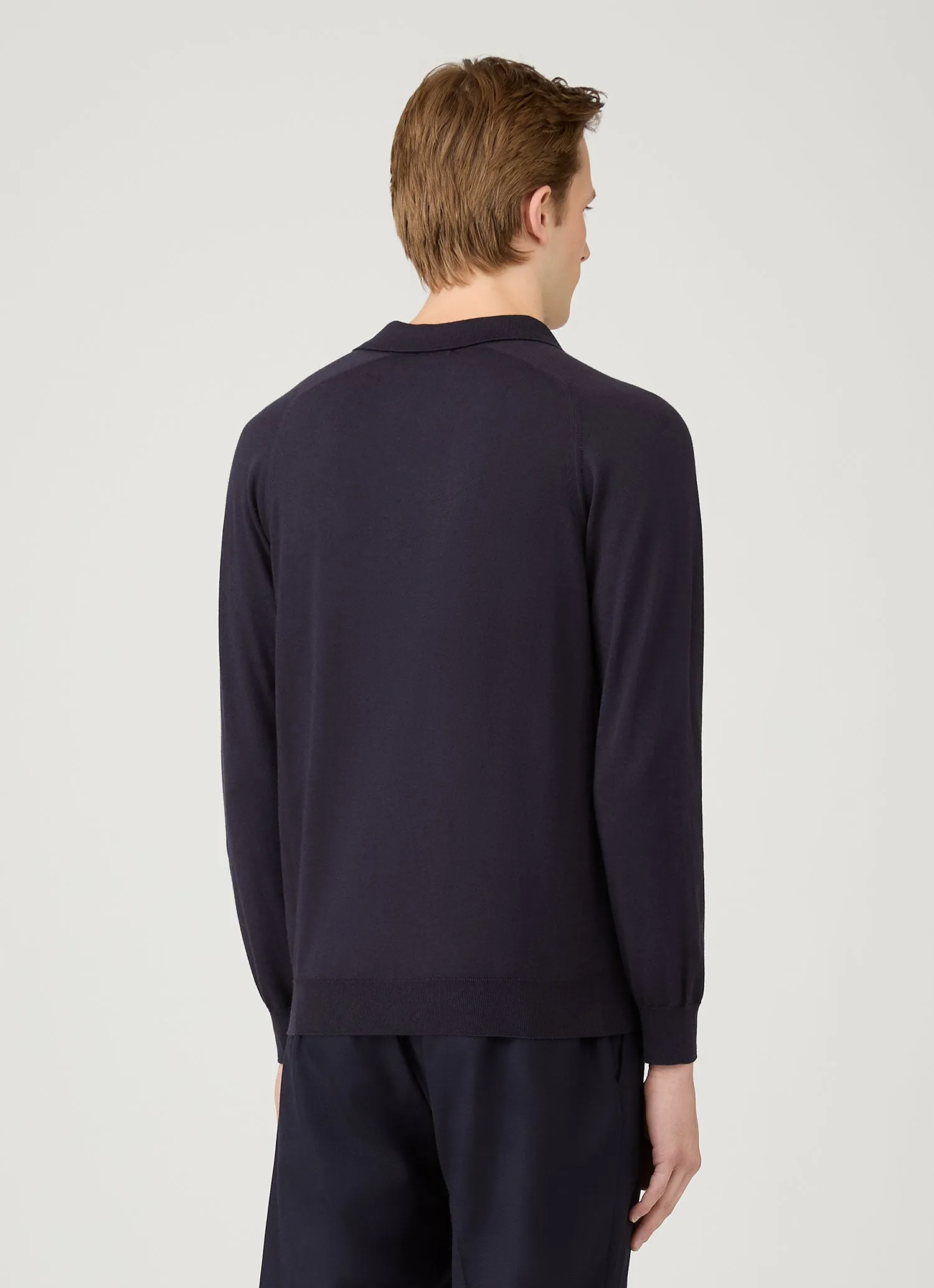 Men's Sea Island Cashmere Knitted Polo in Midnight Navy sold by Sunspel product image thumbnail 5