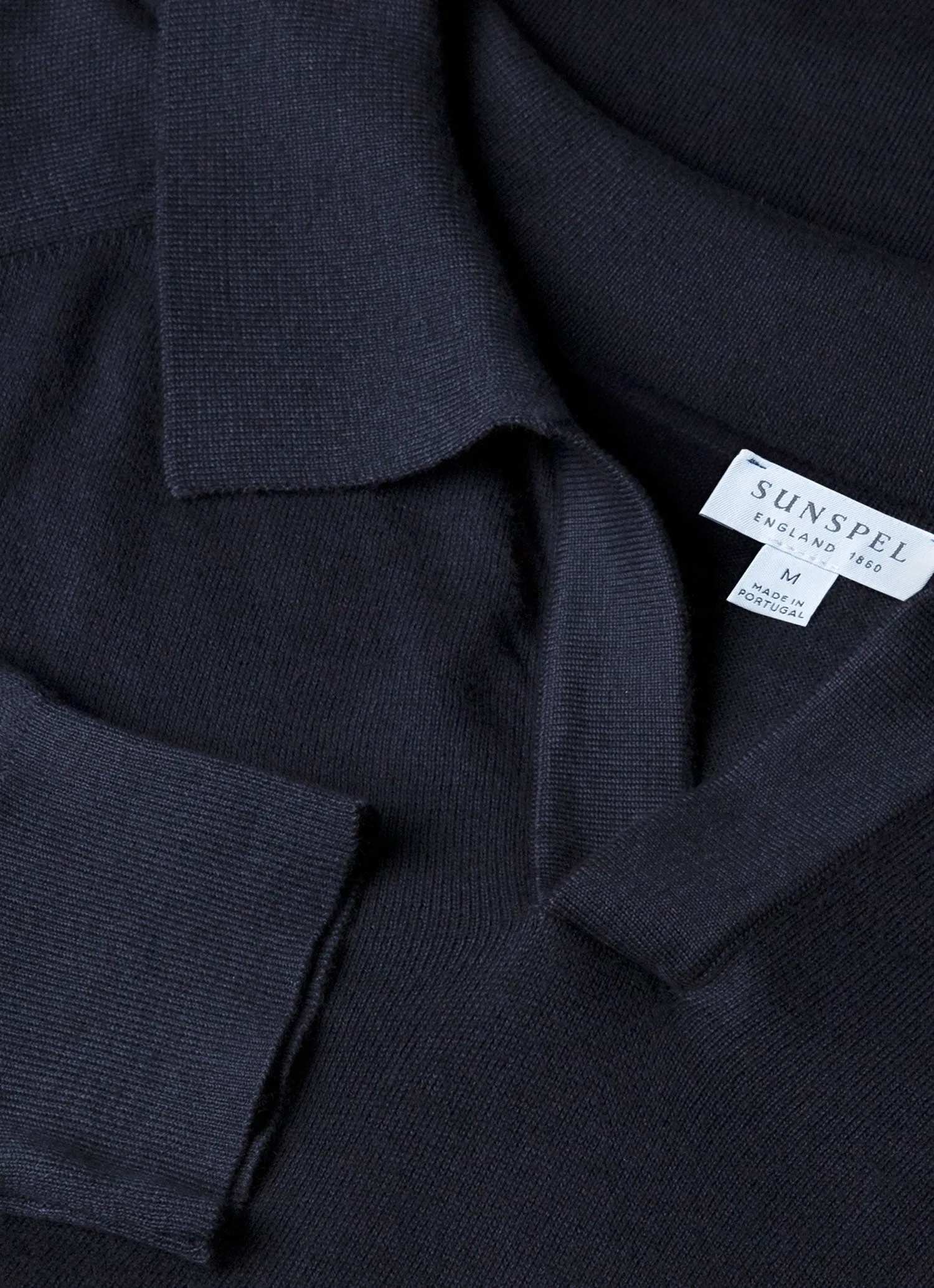 Men's Sea Island Cashmere Knitted Polo in Midnight Navy sold by Sunspel product image thumbnail 4