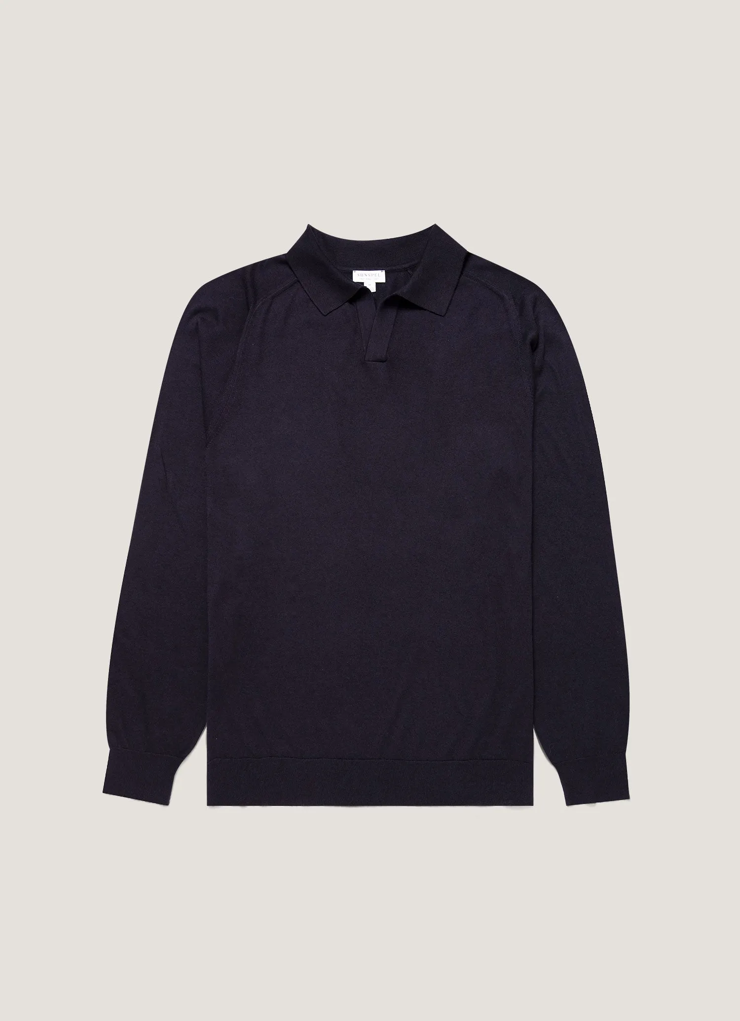Men's Sea Island Cashmere Knitted Polo in Midnight Navy sold by Sunspel