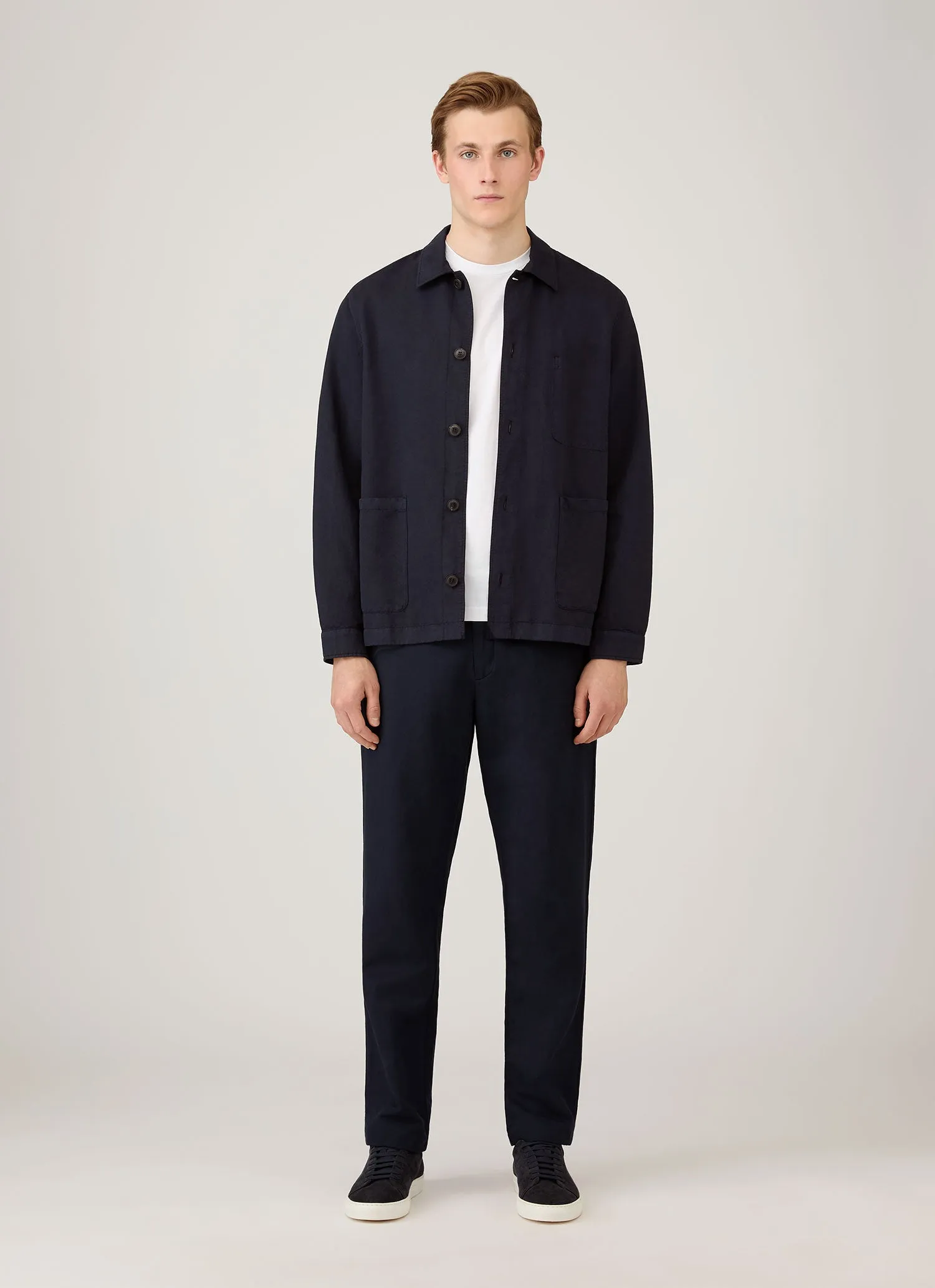 Men's Cotton Linen Trouser in Navy sold by Sunspel product image thumbnail 3