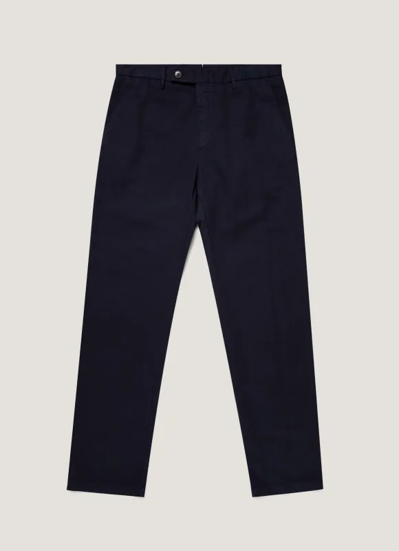 Men's Cotton Linen Trouser in Navy sold by Sunspel