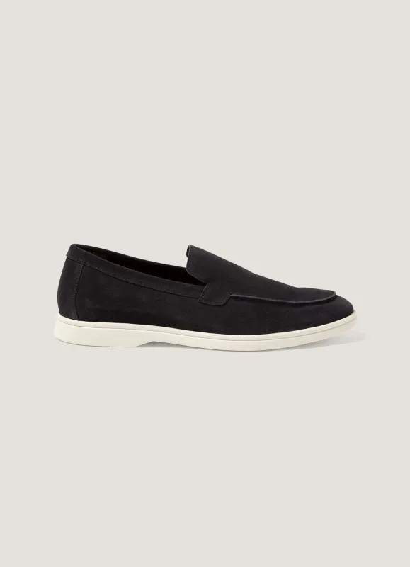 Men's Suede Loafer in Navy sold by Sunspel