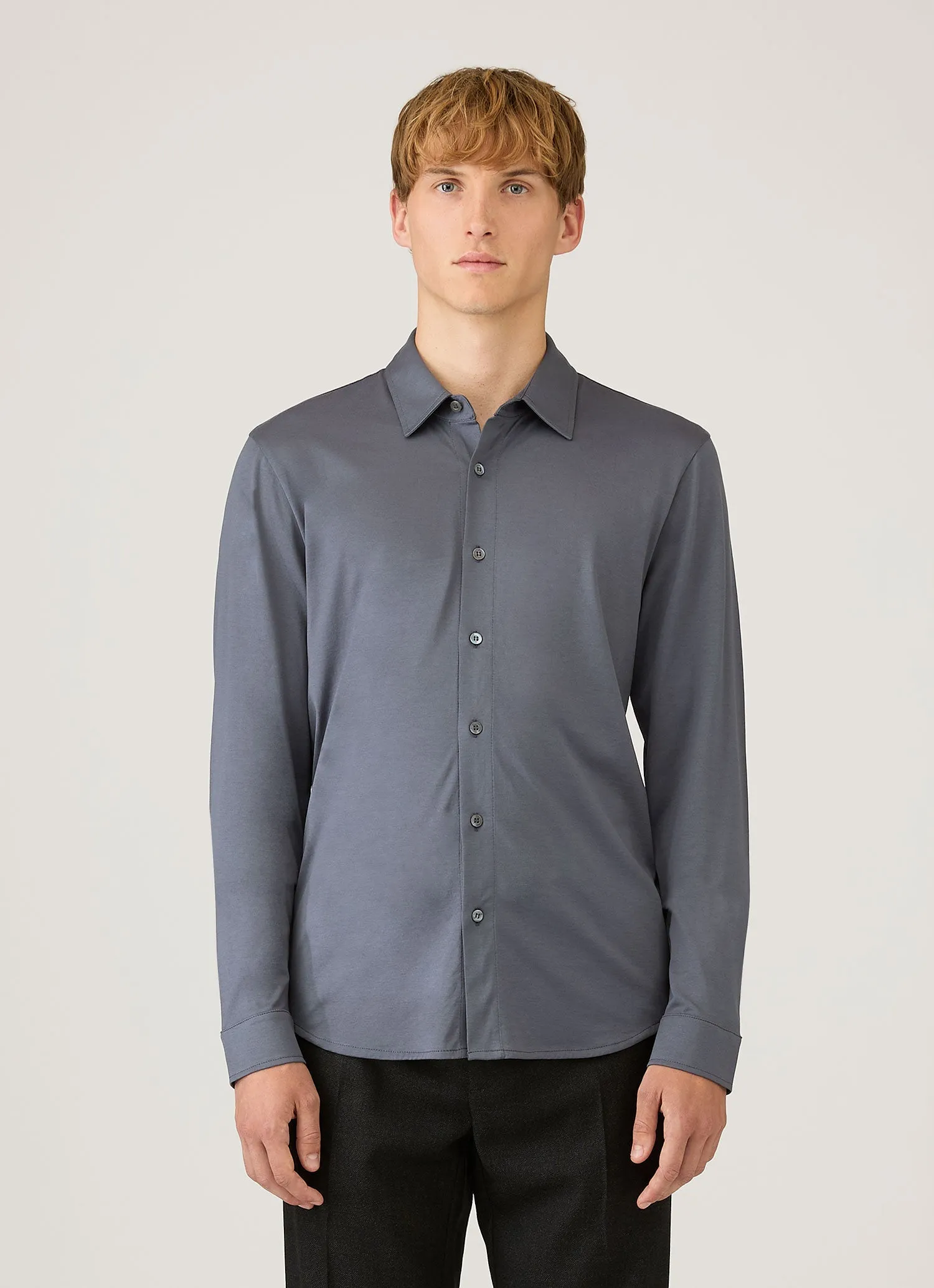 Men's Classic Jersey Shirt in Slate Blue sold by Sunspel product image thumbnail 2