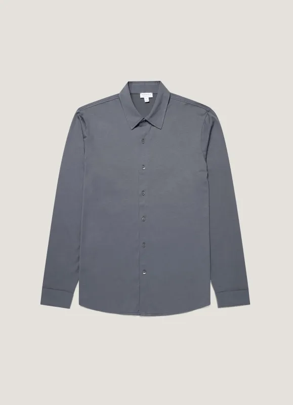 Men's Classic Jersey Shirt in Slate Blue sold by Sunspel