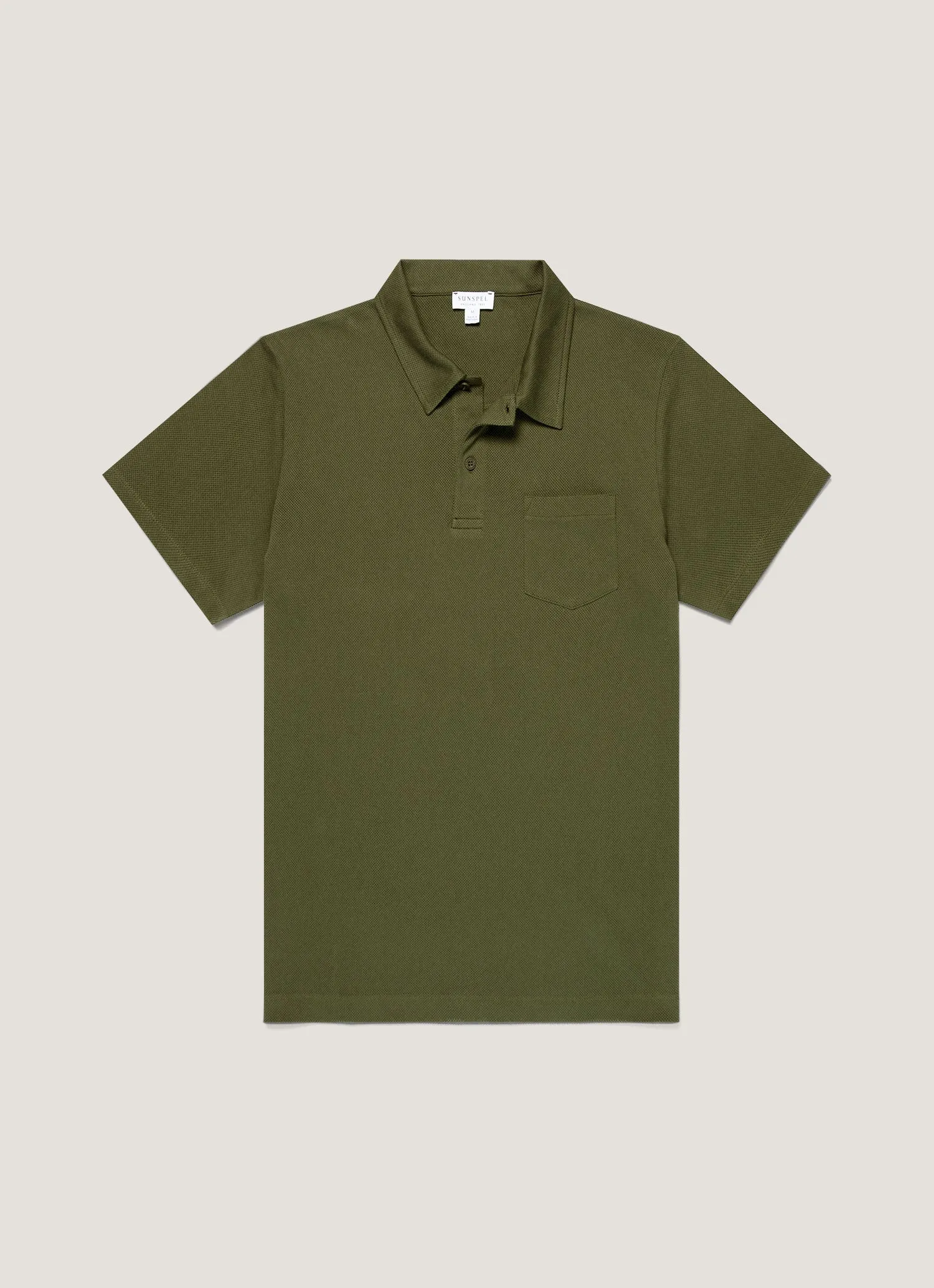 Men's Riviera Polo Shirt in Deep Olive sold by Sunspel