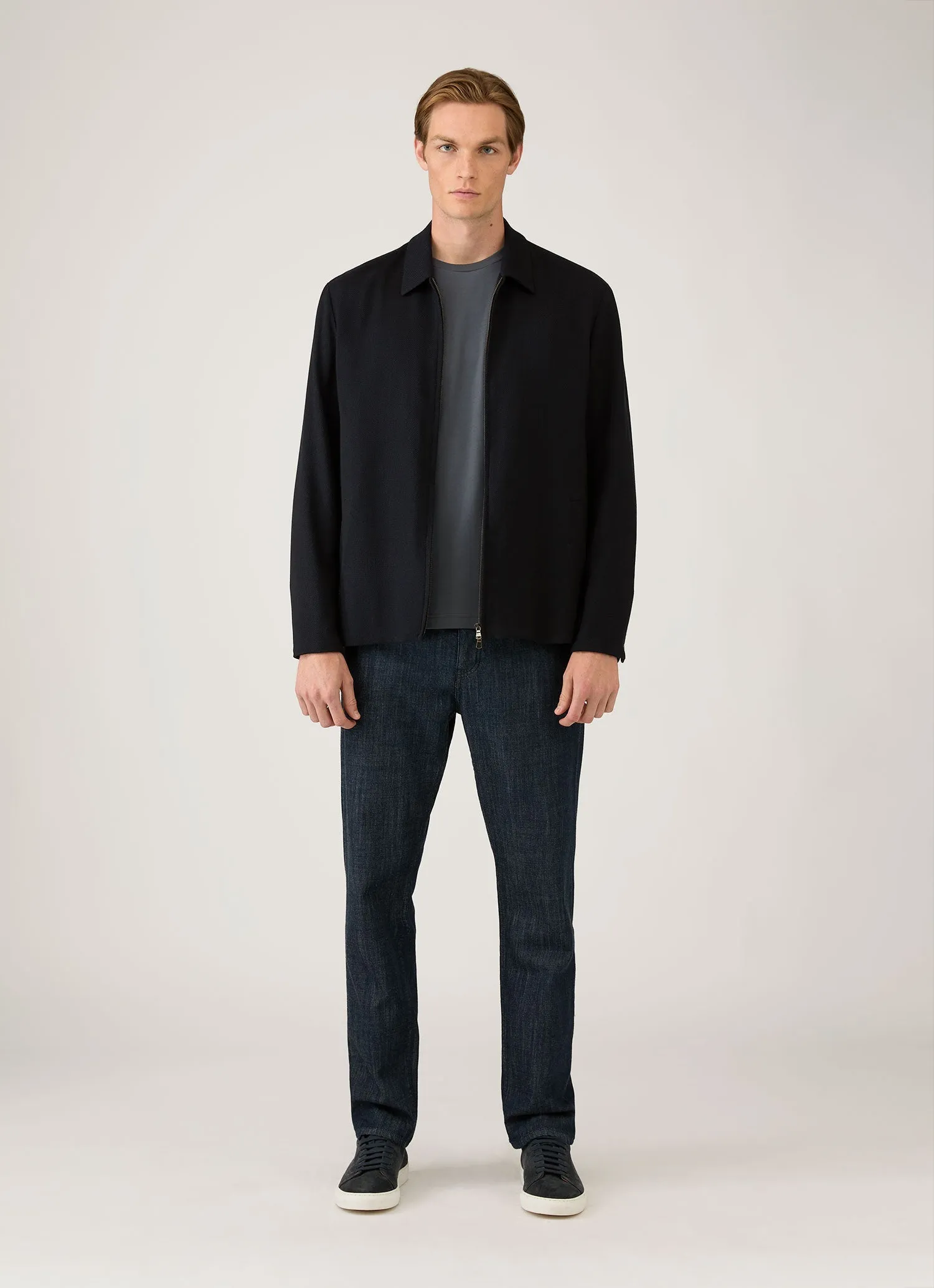 Men's Long Sleeve Riviera Midweight T‑shirt in Slate Blue sold by Sunspel product image thumbnail 3