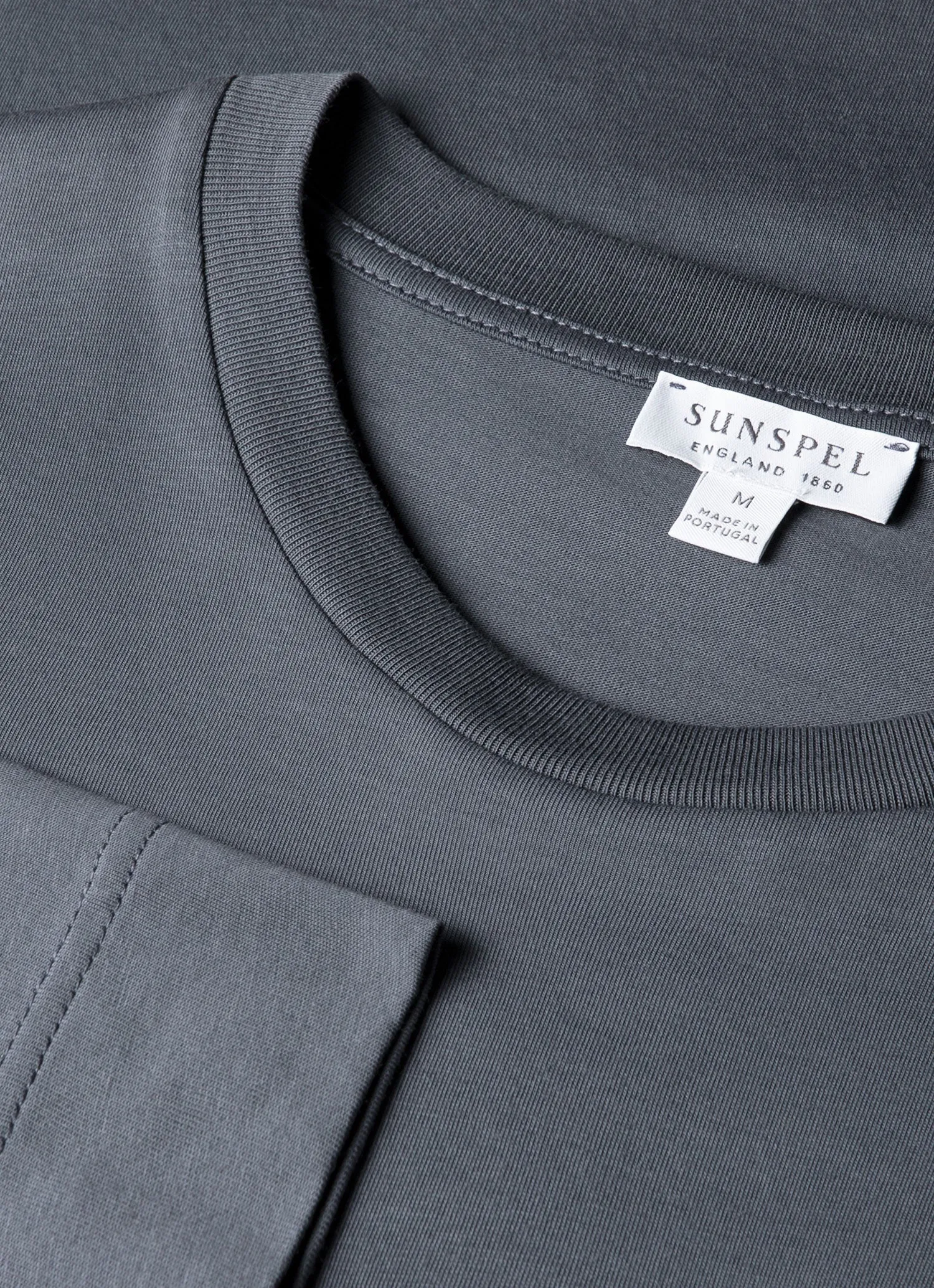 Men's Long Sleeve Riviera Midweight T‑shirt in Slate Blue sold by Sunspel product image thumbnail 4