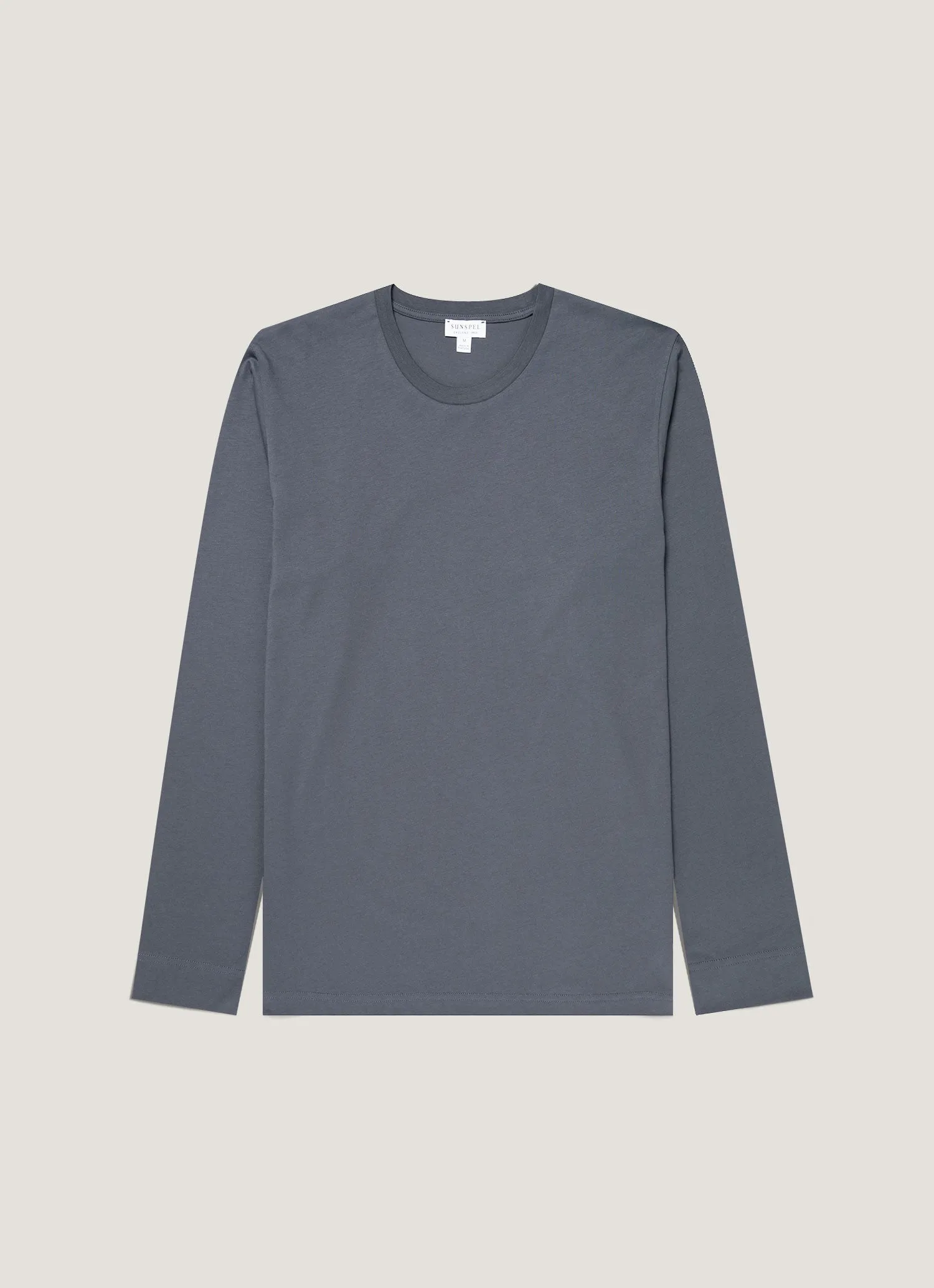 Men's Long Sleeve Riviera Midweight T‑shirt in Slate Blue sold by Sunspel