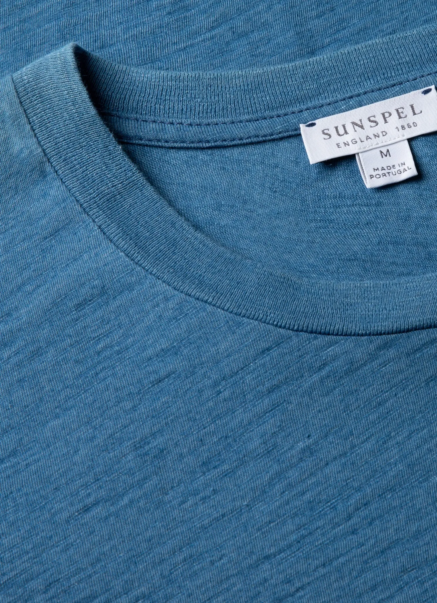 Men's Riviera Midweight T-shirt in Mid Indigo Wash sold by Sunspel product image thumbnail 4