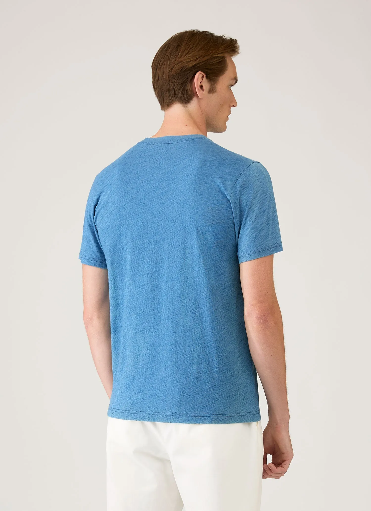 Men's Riviera Midweight T-shirt in Mid Indigo Wash sold by Sunspel product image thumbnail 5