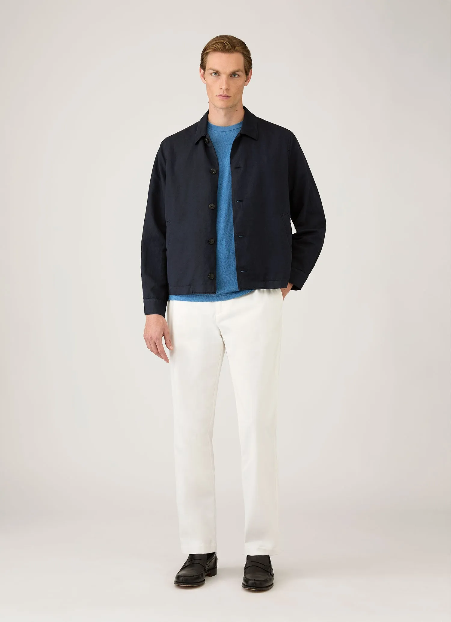 Men's Riviera Midweight T-shirt in Mid Indigo Wash sold by Sunspel product image thumbnail 3