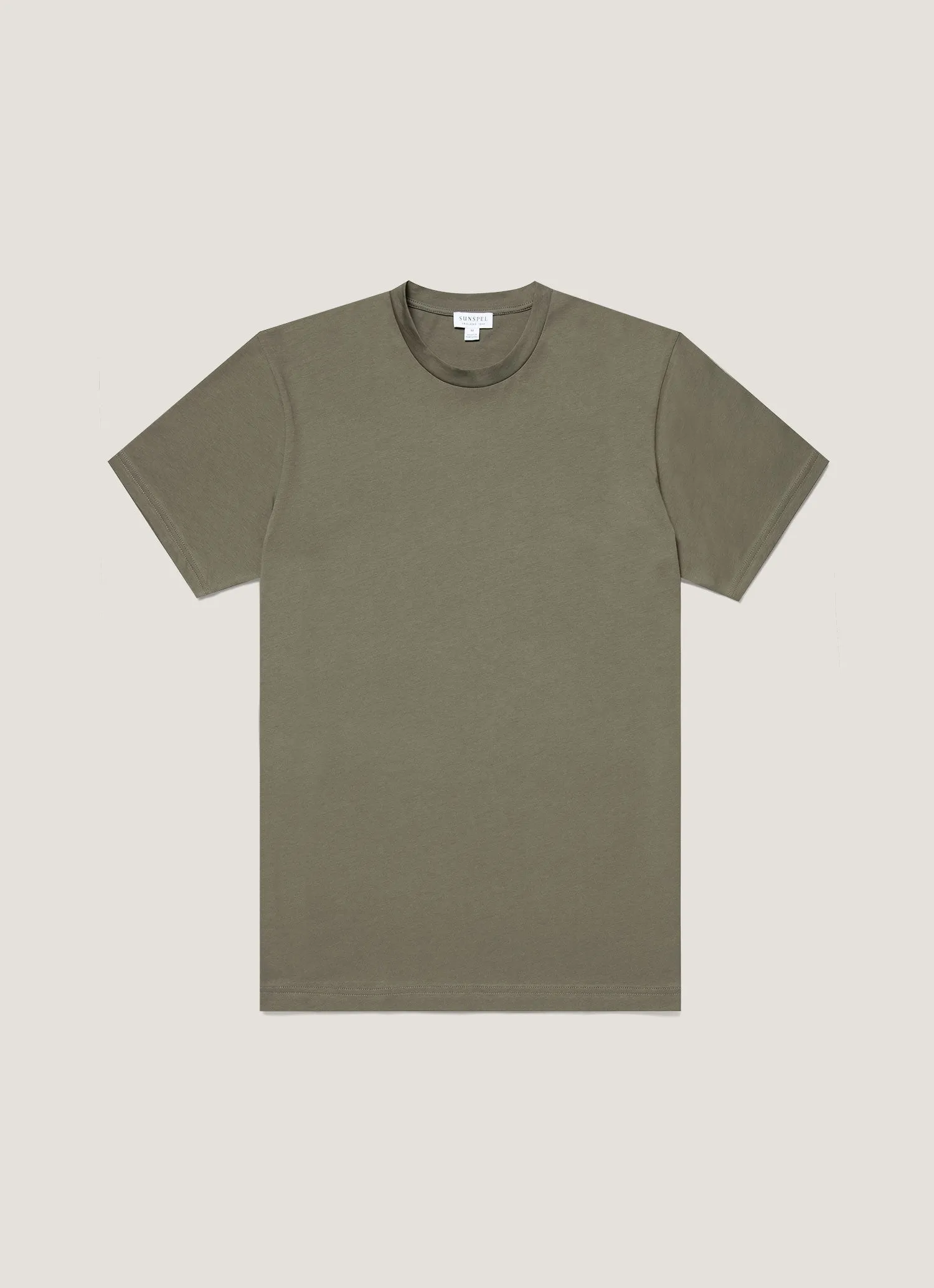 Men's Riviera Midweight T-shirt in Khaki sold by Sunspel