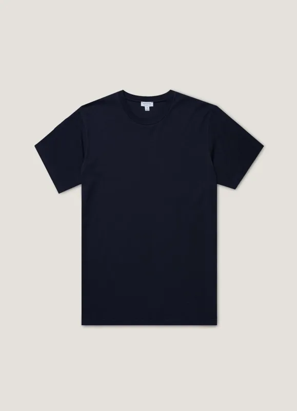 Men's Riviera Midweight T-shirt in Midnight Navy sold by Sunspel