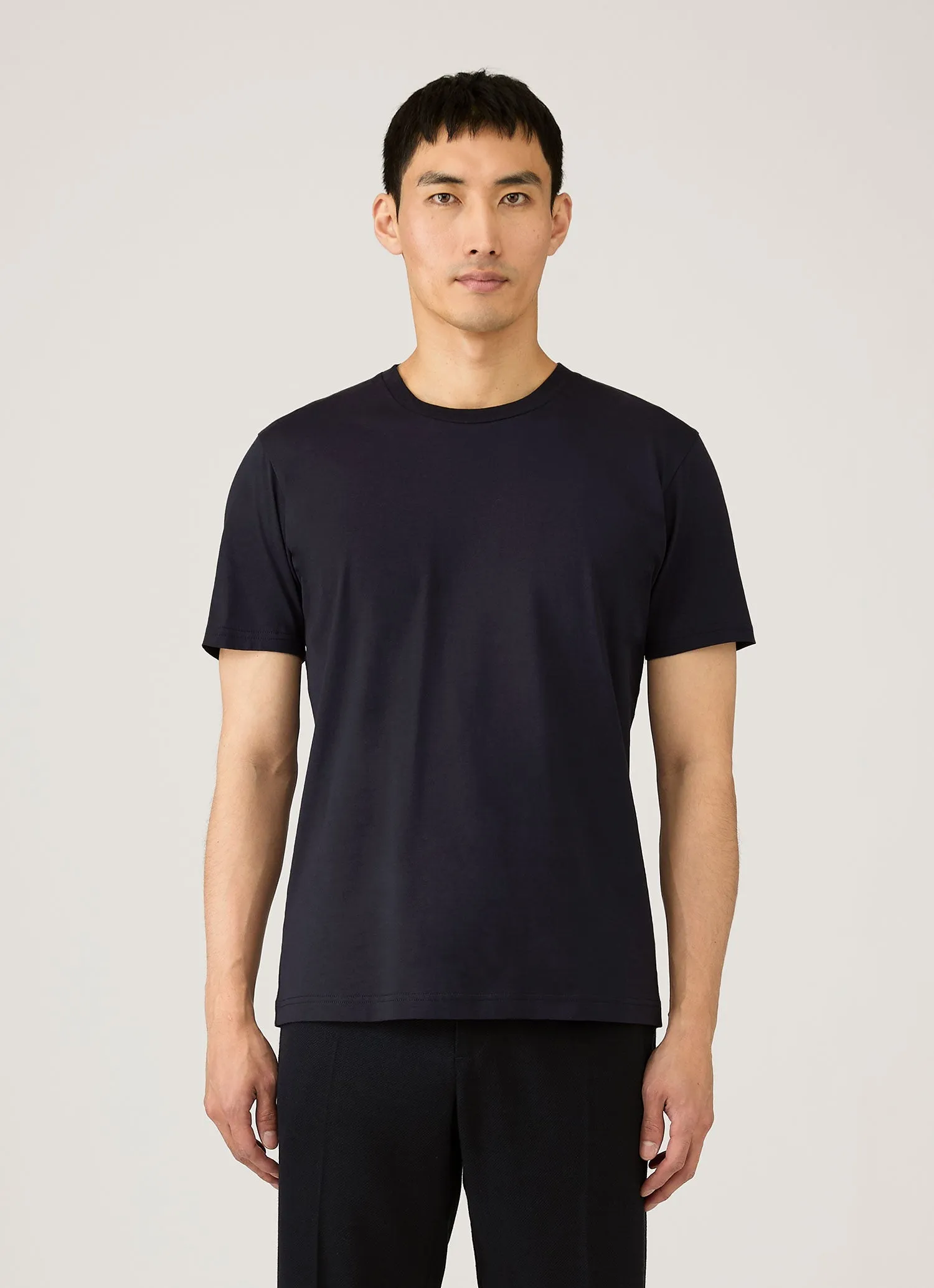 Men's Riviera Midweight T-shirt in Midnight Navy sold by Sunspel product image thumbnail 2