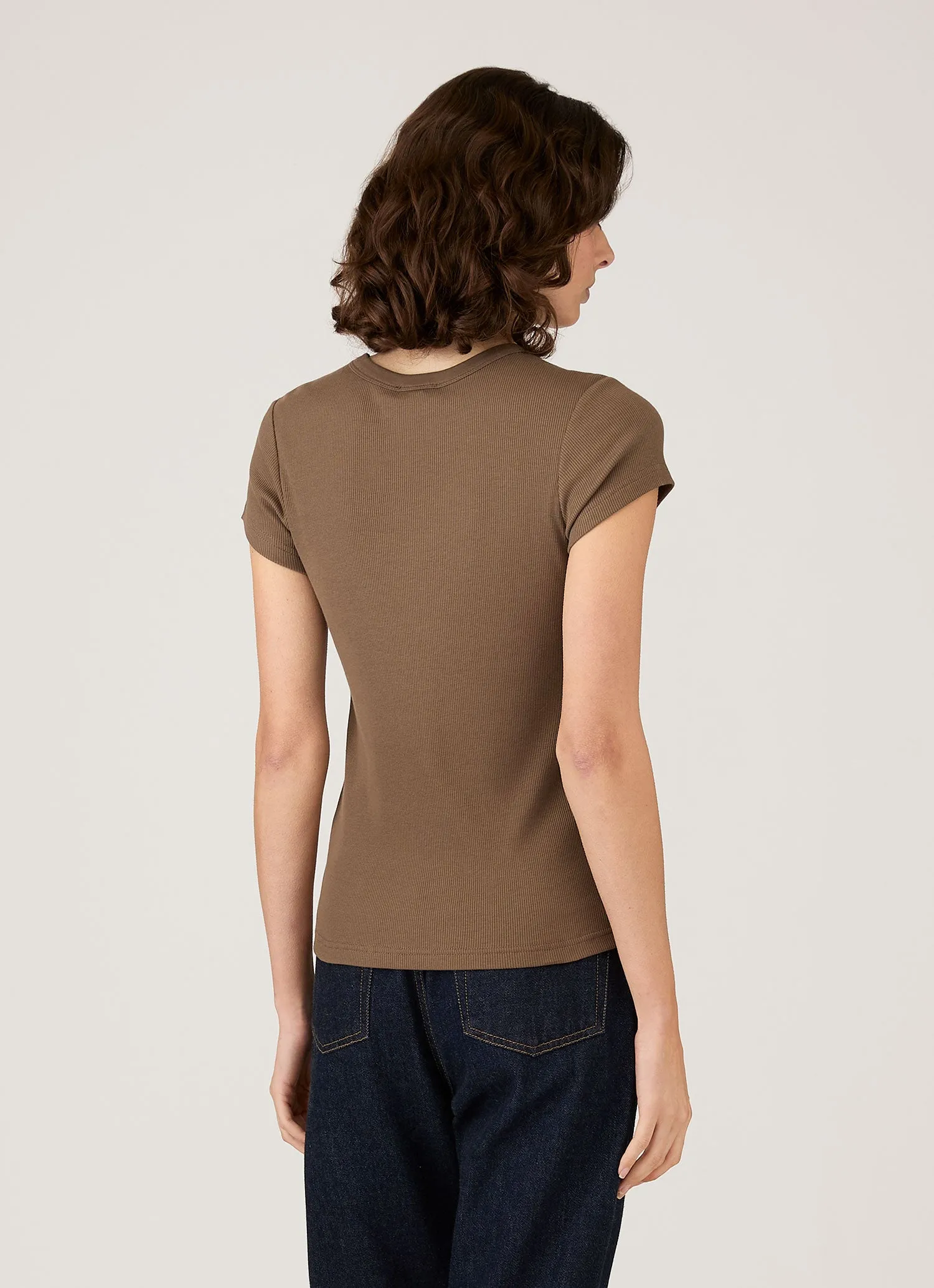 Women's Ribbed T-shirt in Dark Cedar sold by Sunspel product image thumbnail 3