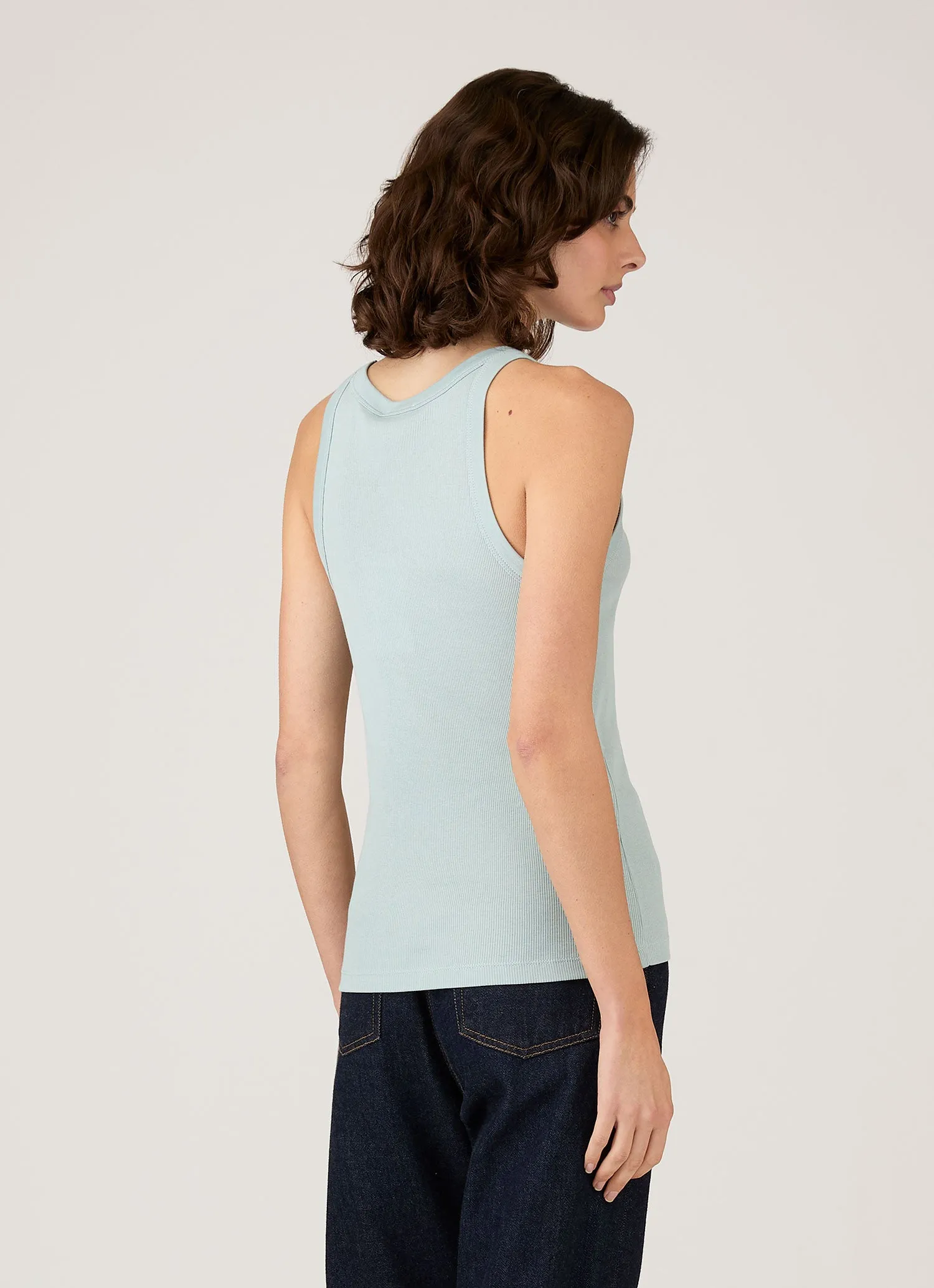Women's Ribbed Tank Top in Peppermint sold by Sunspel product image thumbnail 3