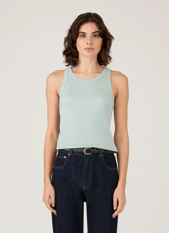 Women's Ribbed Tank Top in Peppermint sold by Sunspel