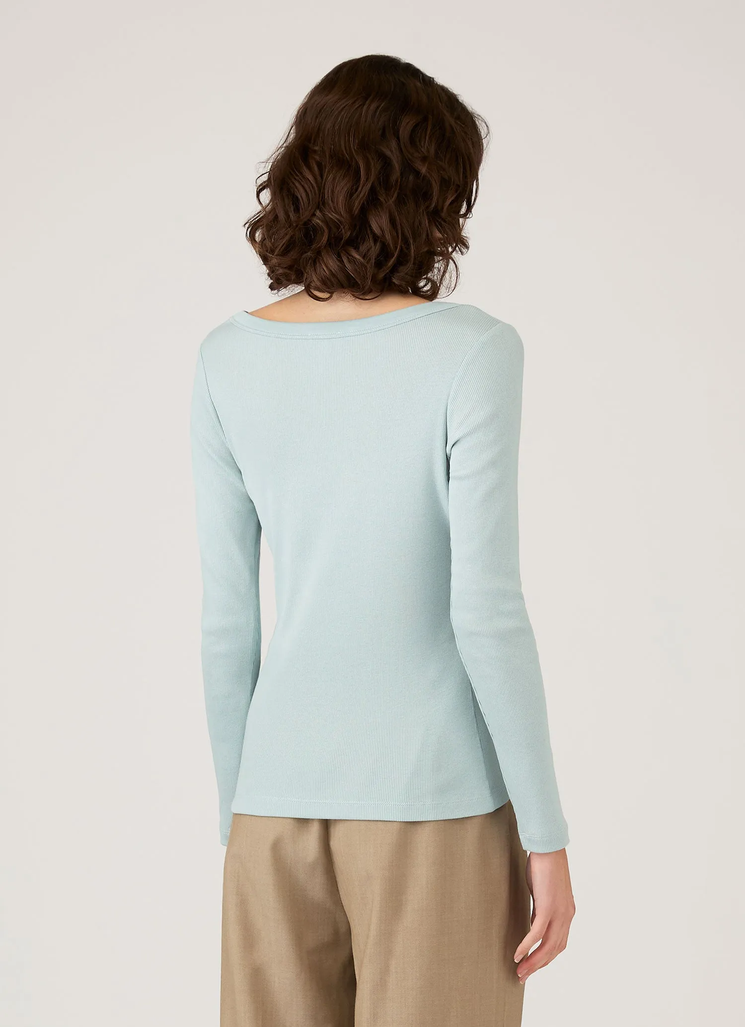 Women's Ribbed Scoop Neck T-shirt in Peppermint sold by Sunspel product image thumbnail 3