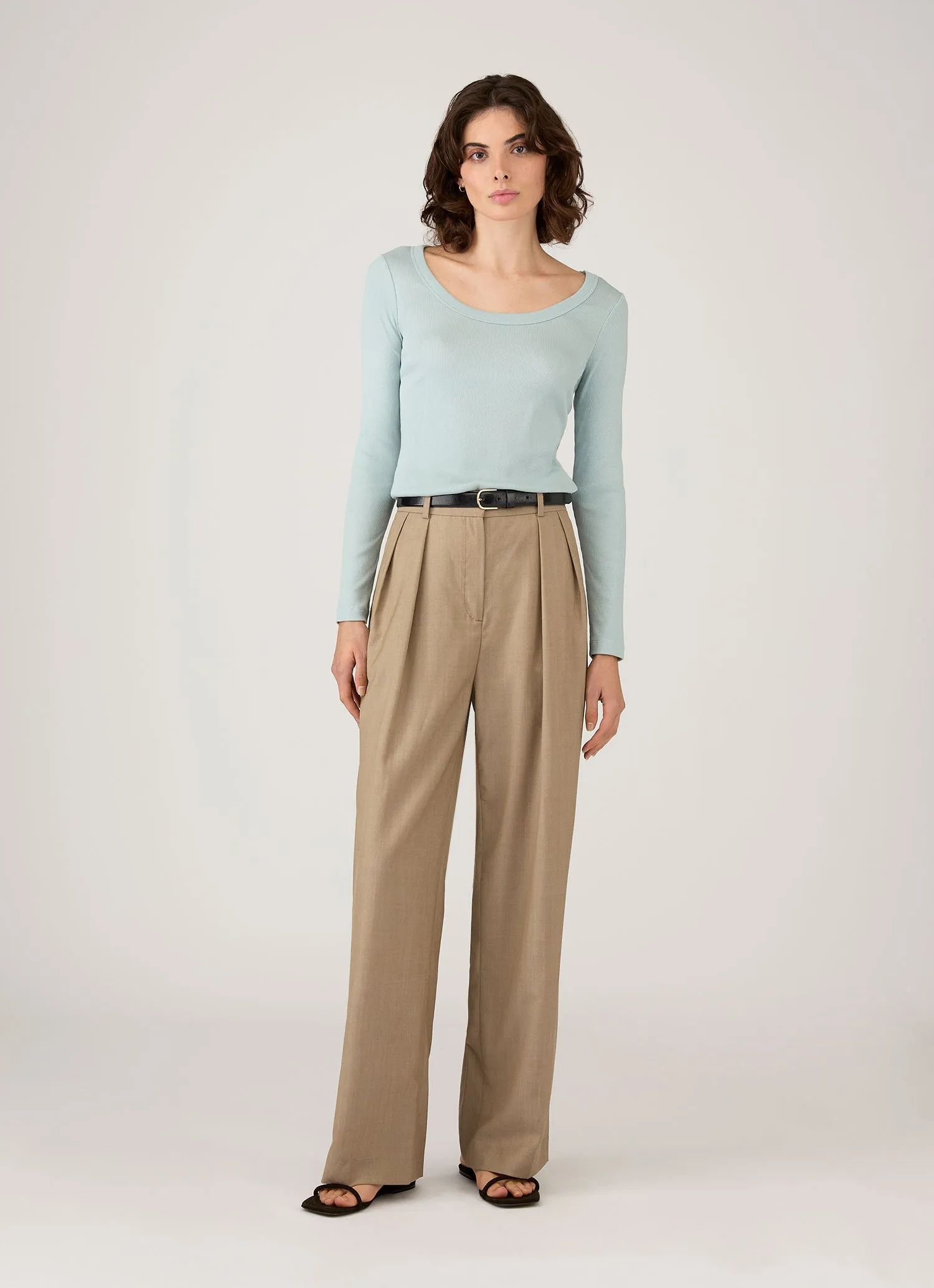 Women's Ribbed Scoop Neck T-shirt in Peppermint sold by Sunspel product image thumbnail 2