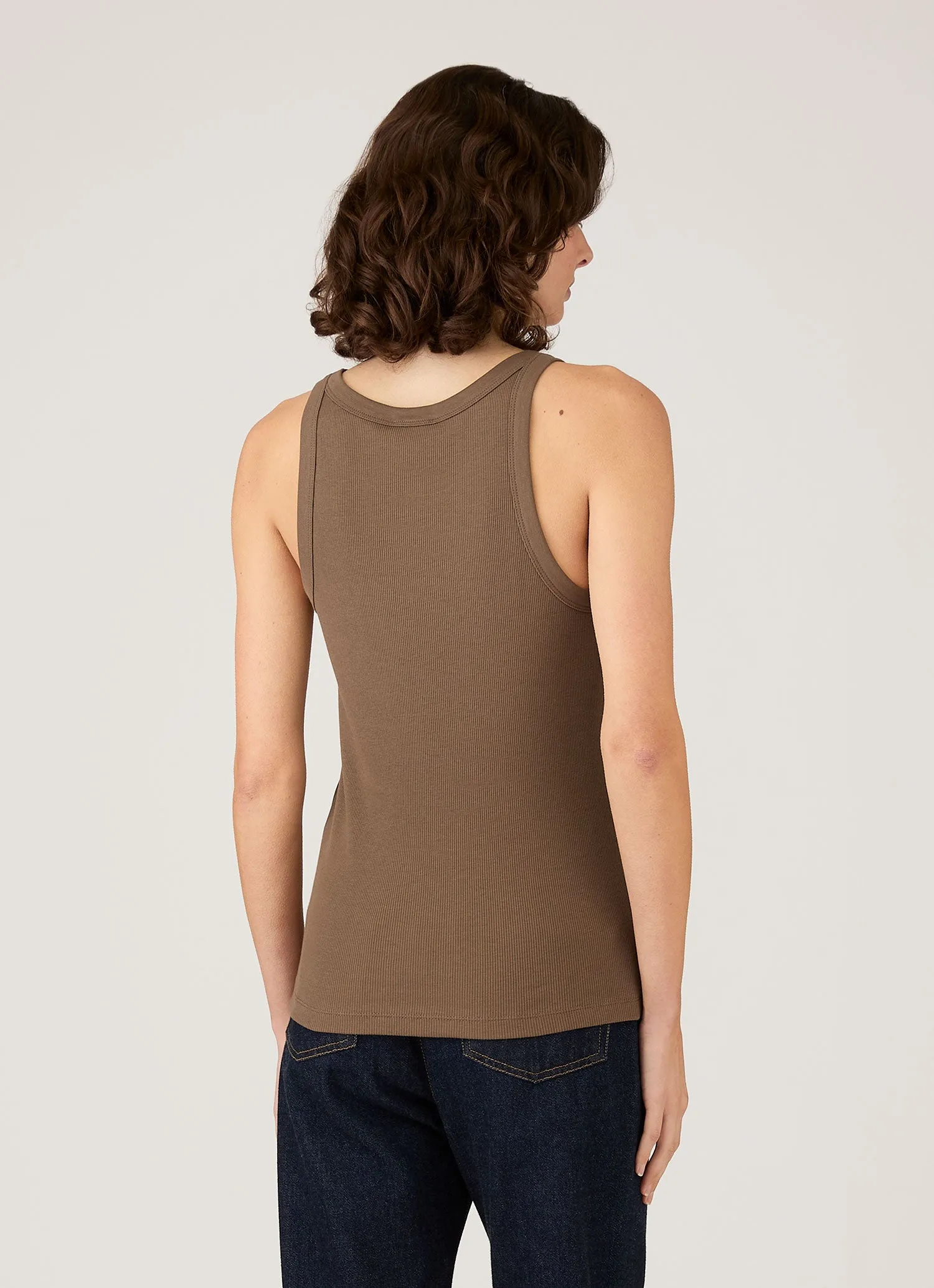 Women's Ribbed Tank Top in Dark Cedar sold by Sunspel product image thumbnail 3