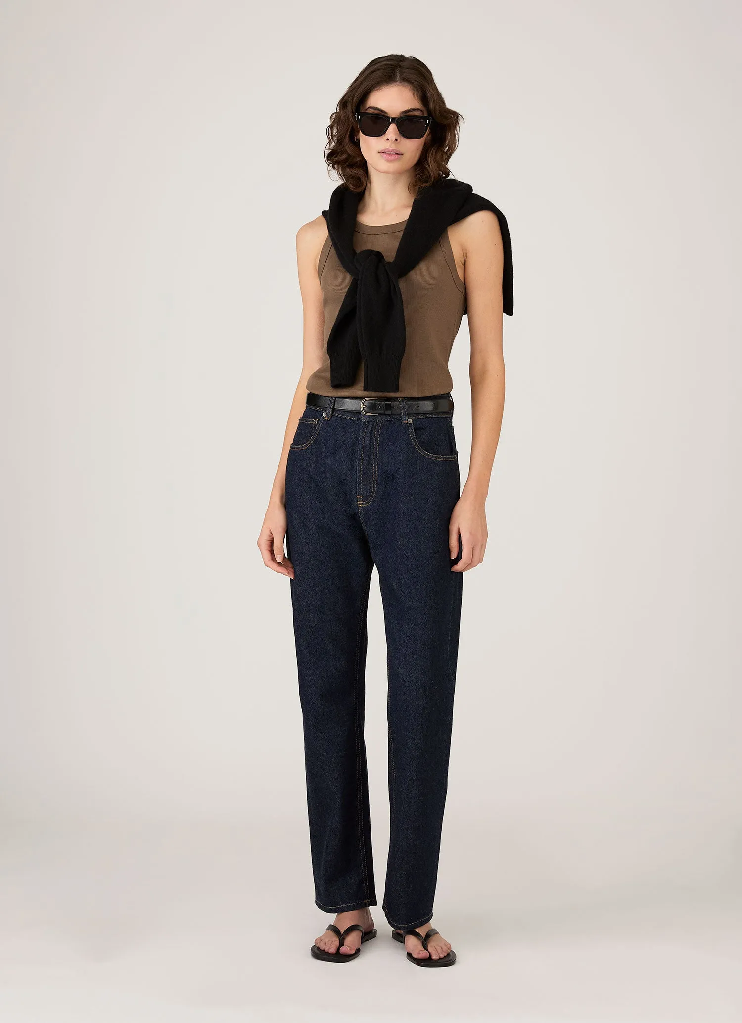 Women's Ribbed Tank Top in Dark Cedar sold by Sunspel product image thumbnail 2