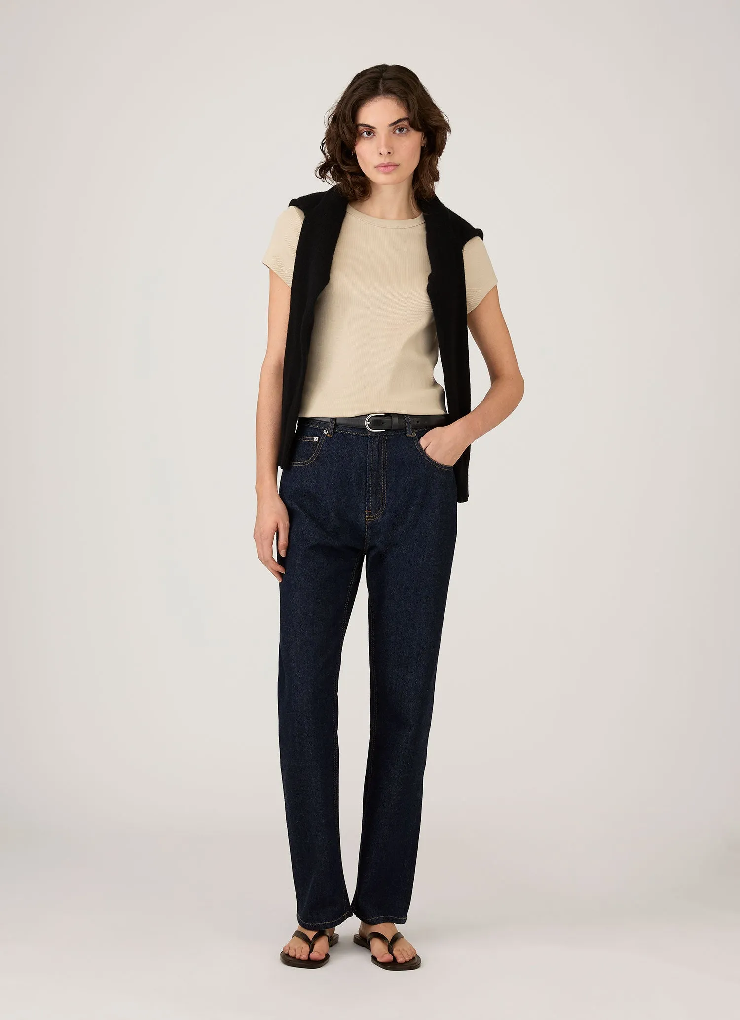 Women's Ribbed T-shirt in Hazelwood sold by Sunspel product image thumbnail 2