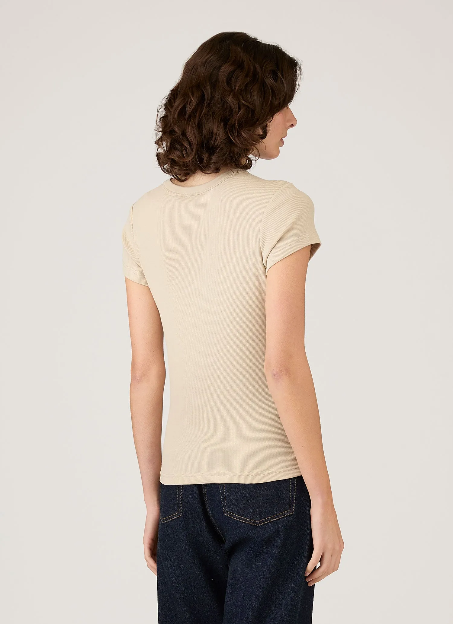 Women's Ribbed T-shirt in Hazelwood sold by Sunspel product image thumbnail 3