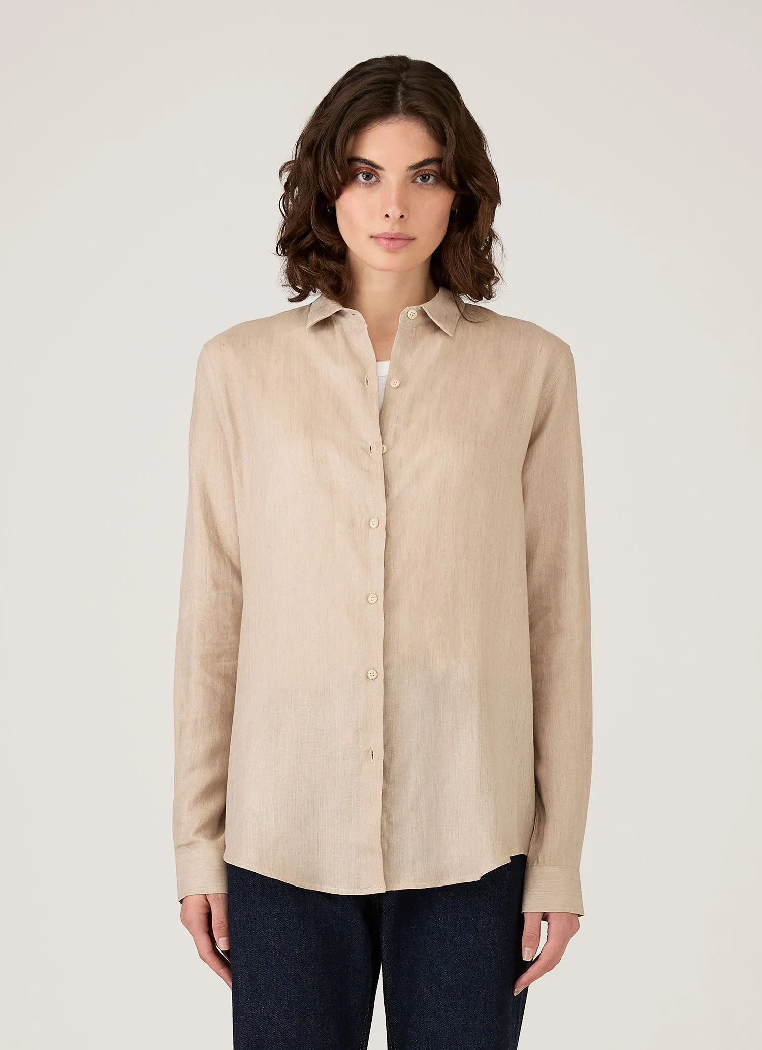 Women's Linen Shirt in Hazelwood sold by Sunspel