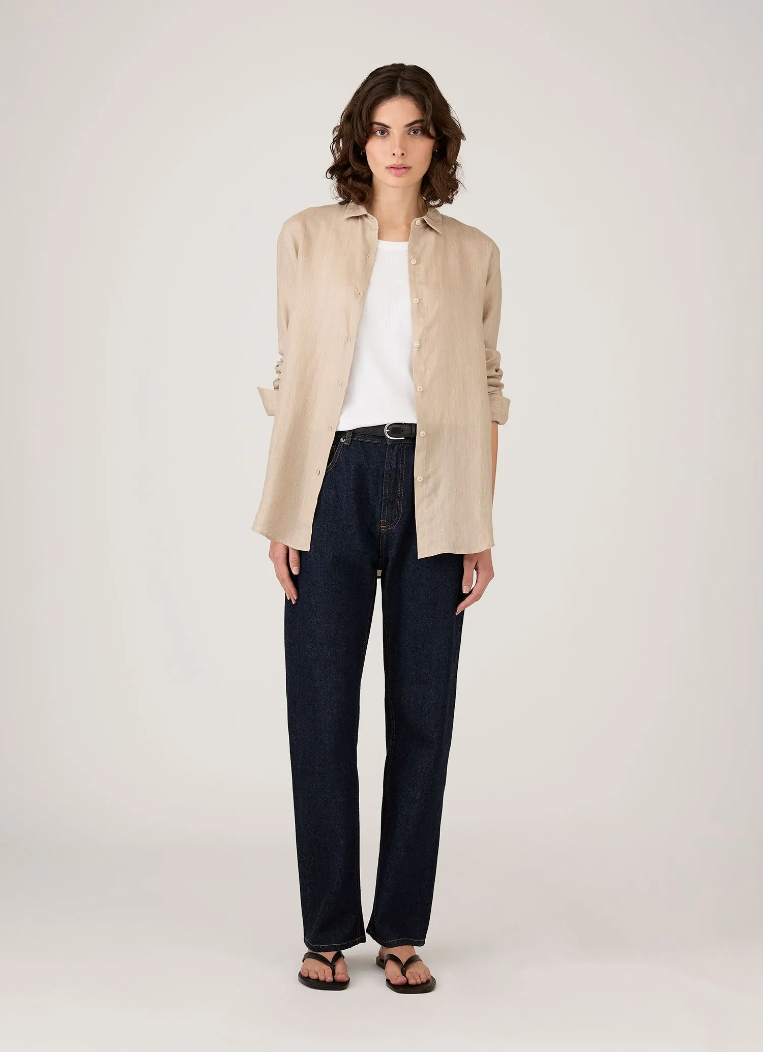 Women's Linen Shirt in Hazelwood sold by Sunspel product image thumbnail 2