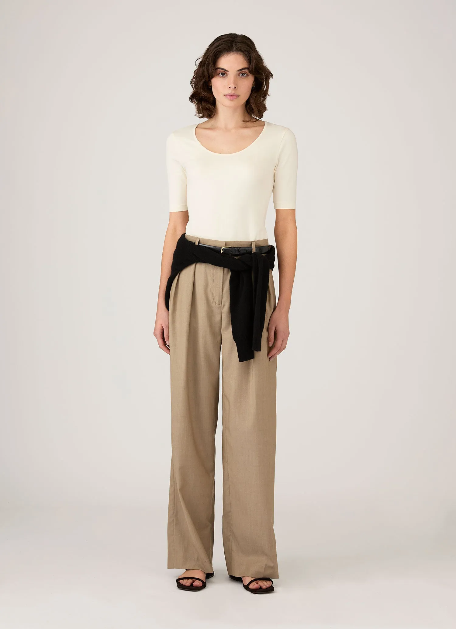 Women's Stretch Cotton Scoop Top in Ecru sold by Sunspel product image thumbnail 2