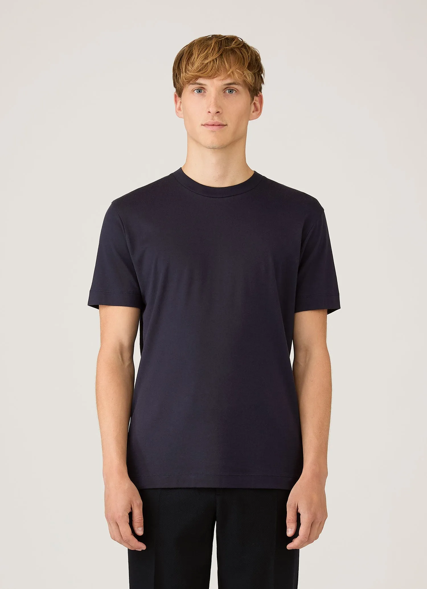 Men's Silk Cotton Cashmere T-shirt in Navy sold by Sunspel product image thumbnail 2