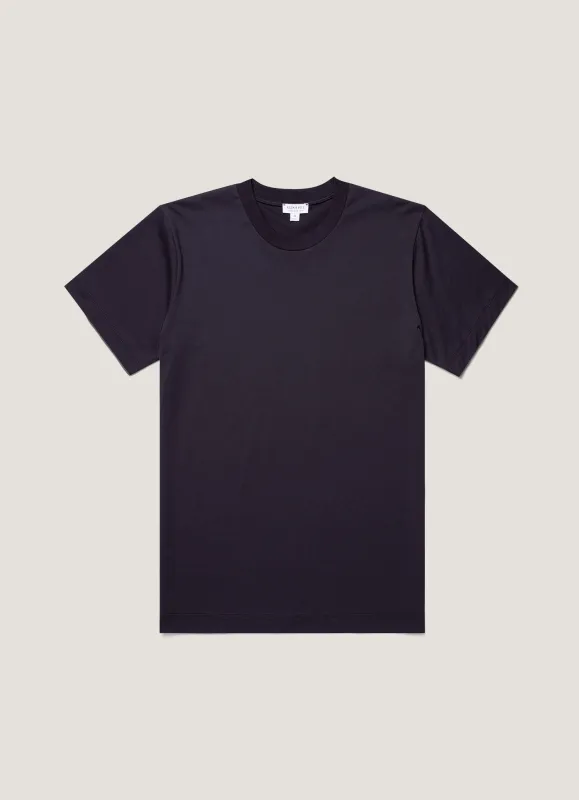 Men's Silk Cotton Cashmere T-shirt in Navy sold by Sunspel