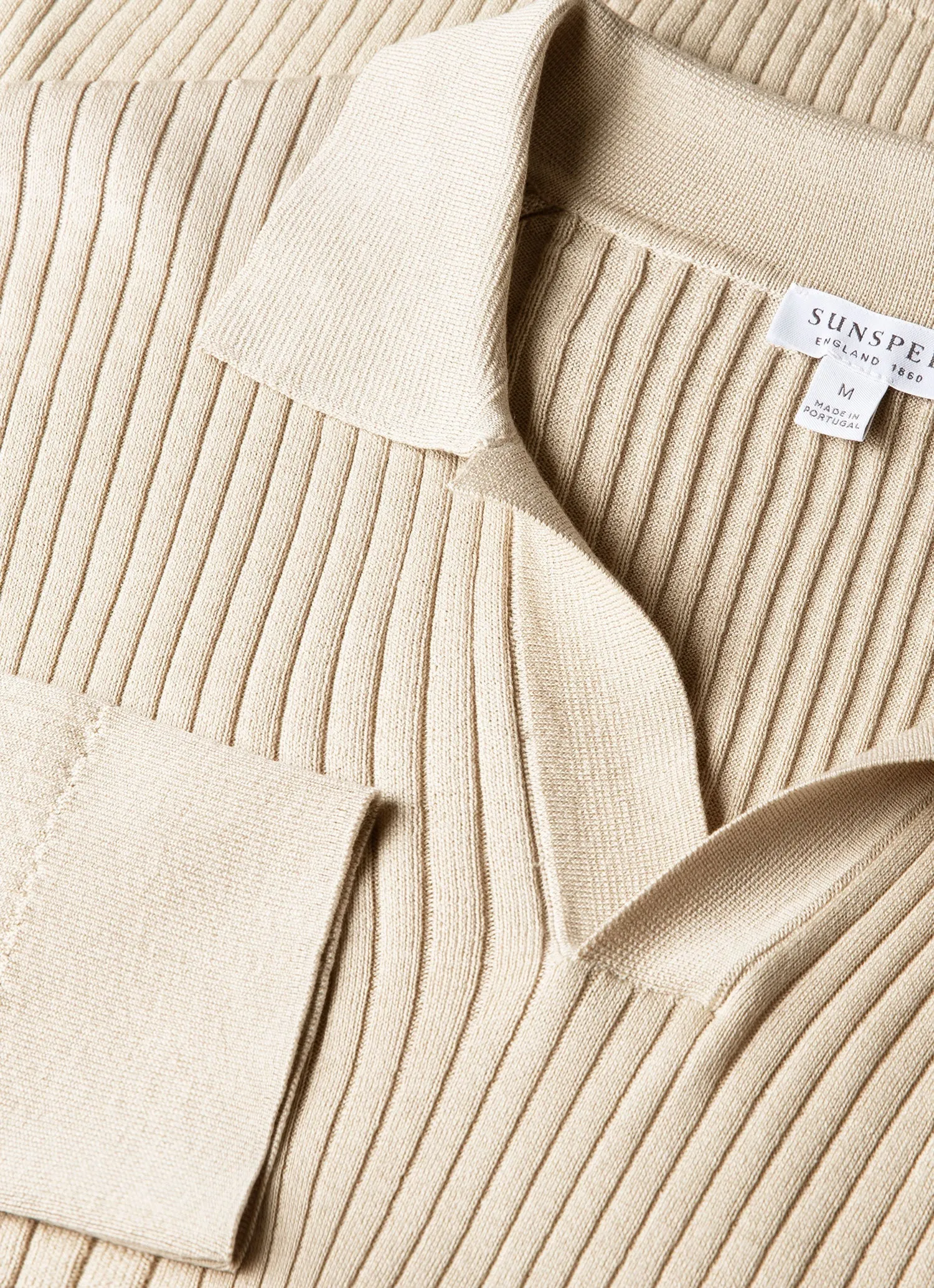 Men's Long Sleeve Fine Rib Silk Cotton Polo Shirt in Hazelwood sold by Sunspel product image thumbnail 4