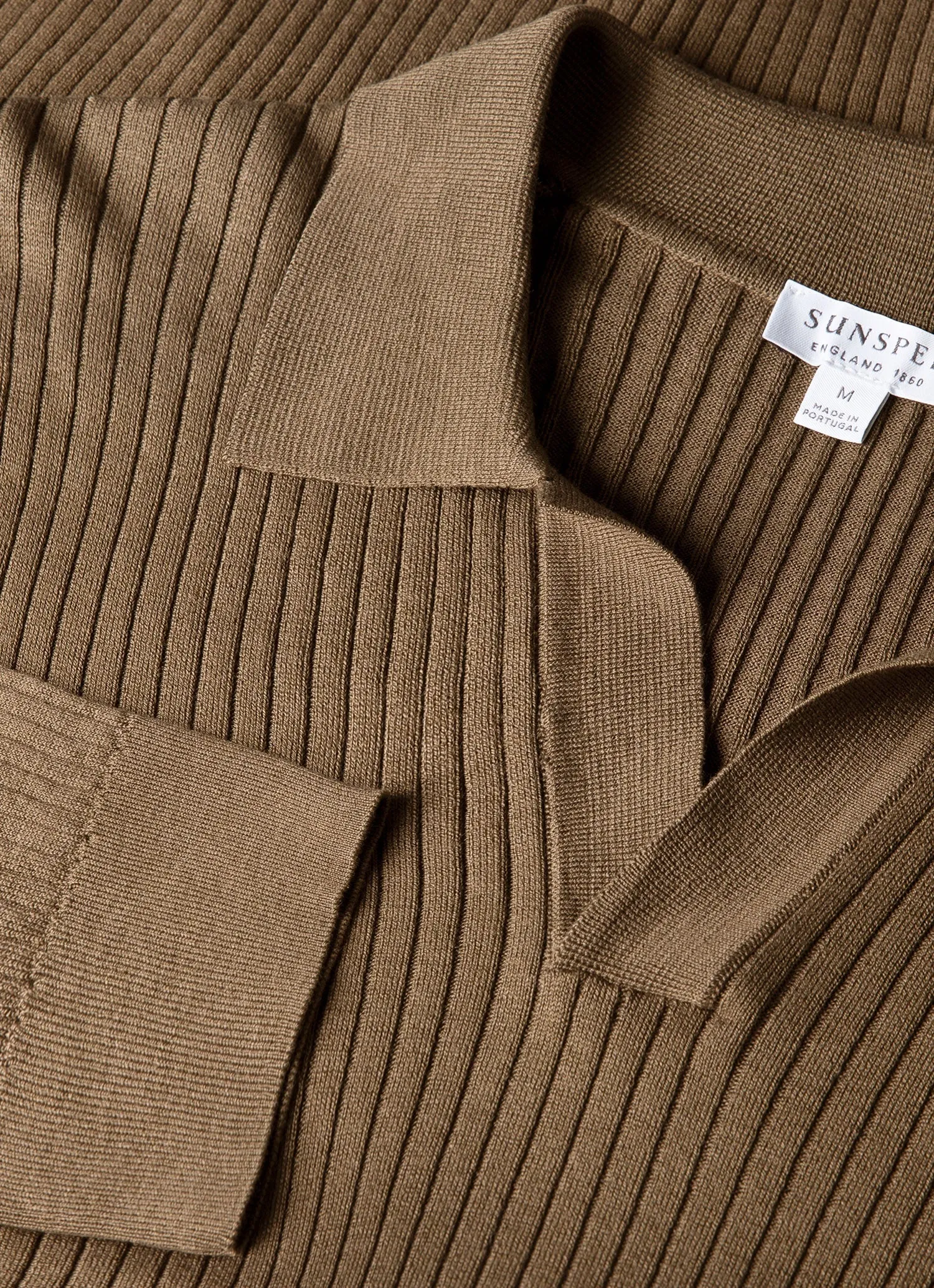 Men's Long Sleeve Fine Rib Silk Cotton Polo in Dark Cedar sold by Sunspel product image thumbnail 4