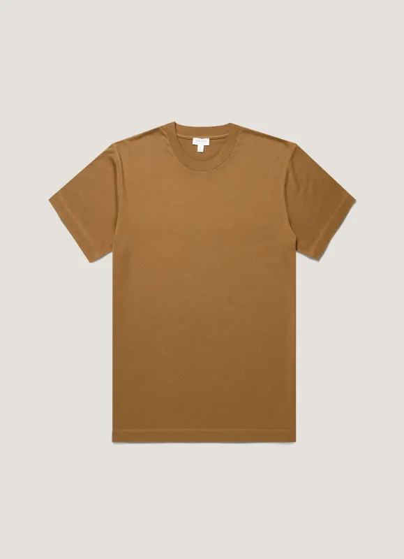 Men's Silk Cotton Cashmere T-shirt in Walnut sold by Sunspel