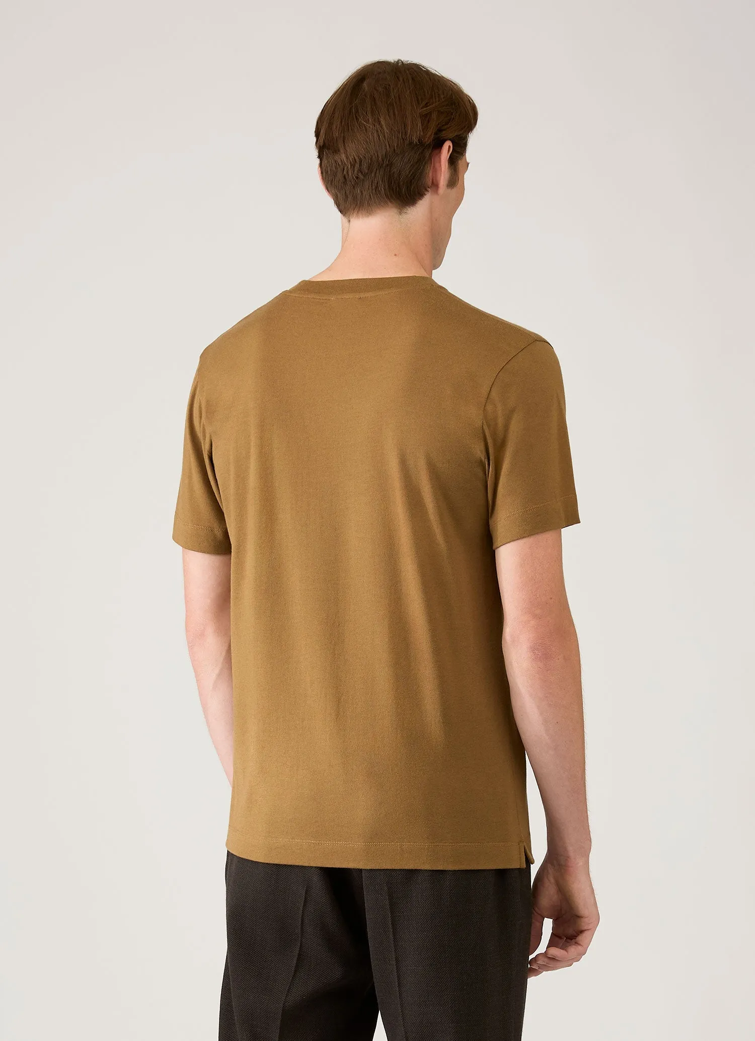 Men's Silk Cotton Cashmere T-shirt in Walnut sold by Sunspel product image thumbnail 5