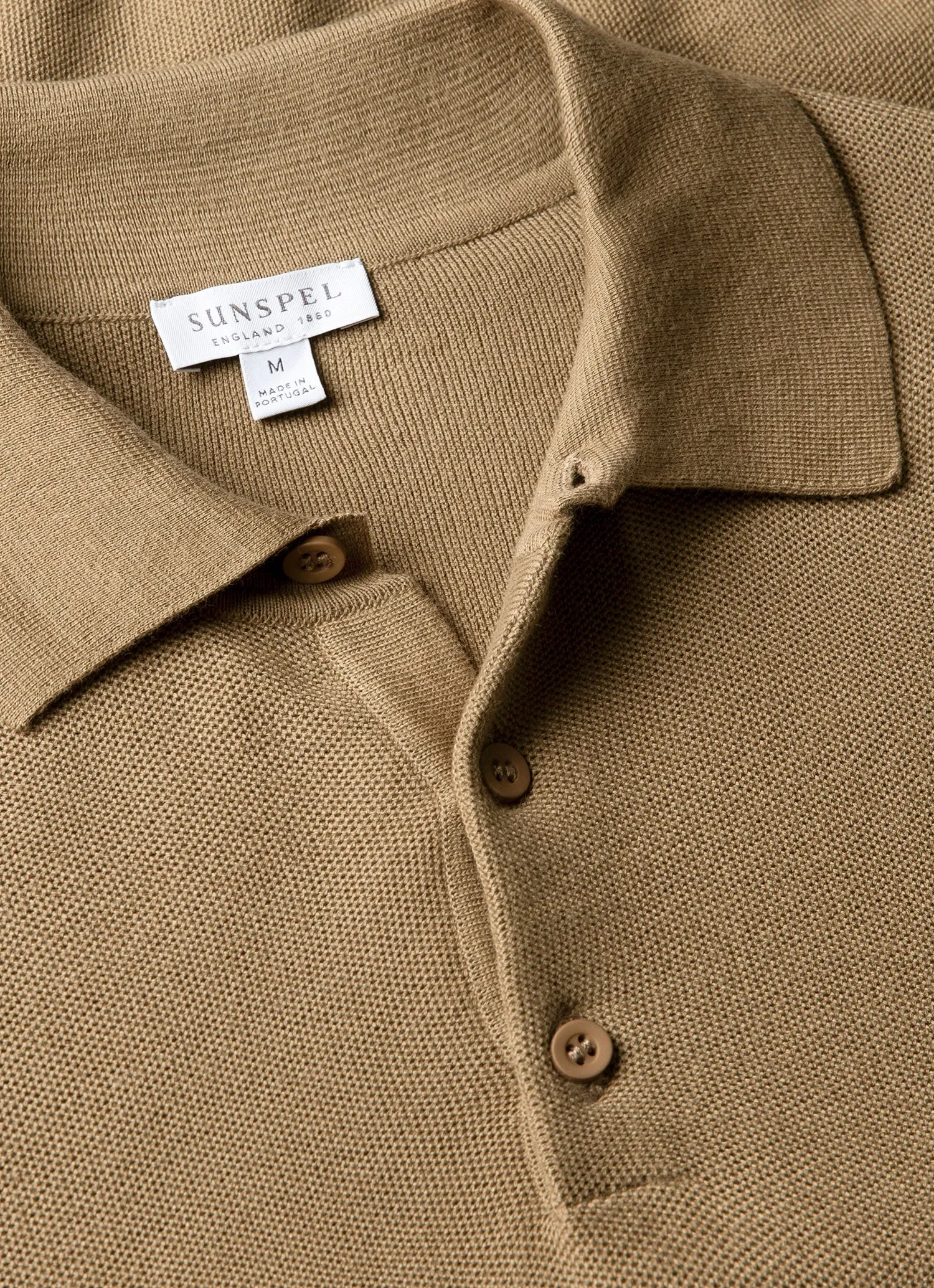 Men's Cotton Knit Polo Shirt in Dark Stone sold by Sunspel product image thumbnail 4