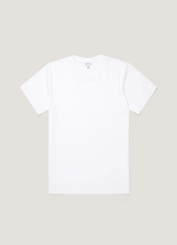 Men's Silk Cotton Cashmere T-shirt in White sold by Sunspel