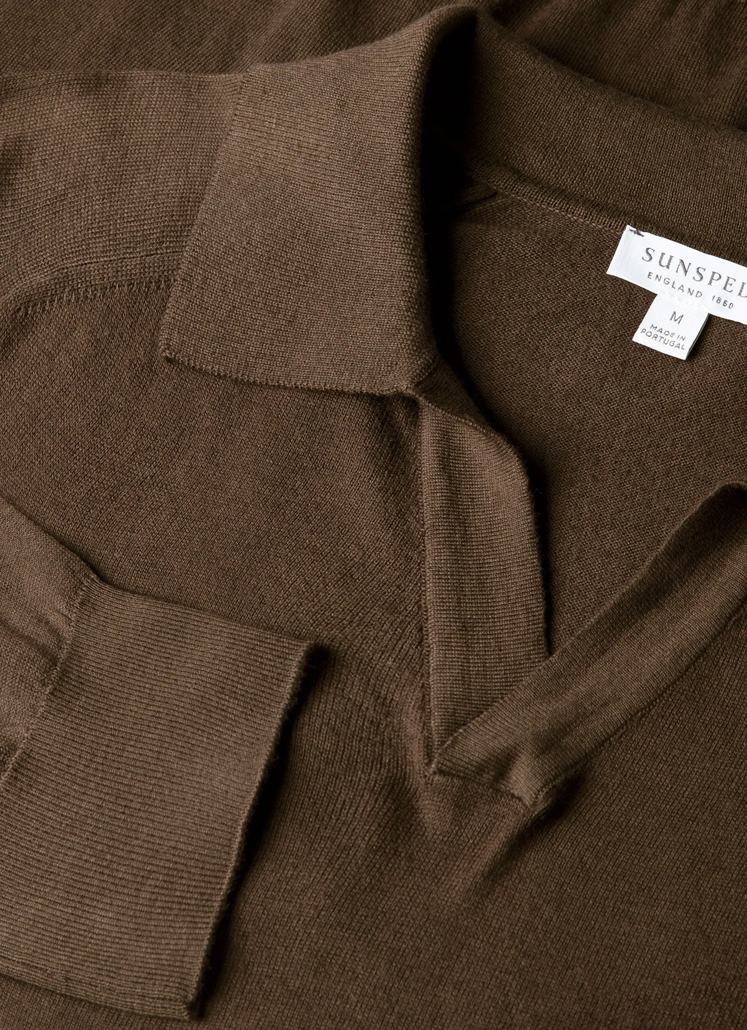 Men's Sea Island Cashmere Knitted Polo in Bark sold by Sunspel product image thumbnail 4