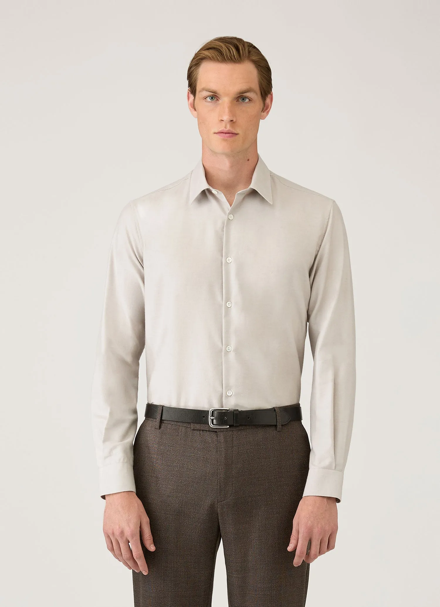 Men's Cotton Cashmere Shirt in Ash sold by Sunspel product image thumbnail 2