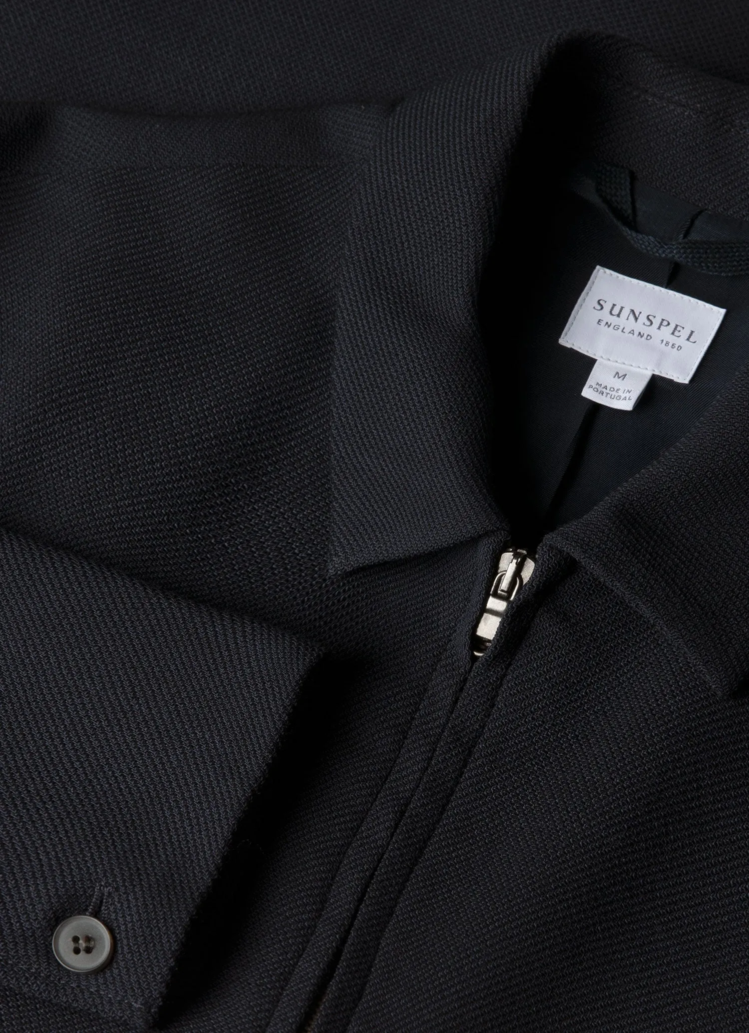 Men's Light Textured Wool Harrington Jacket in Navy sold by Sunspel product image thumbnail 4