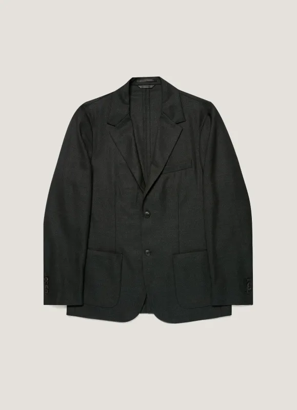 Men's Lightweight Travel Wool Blazer in Dark Charcoal Melange sold by Sunspel