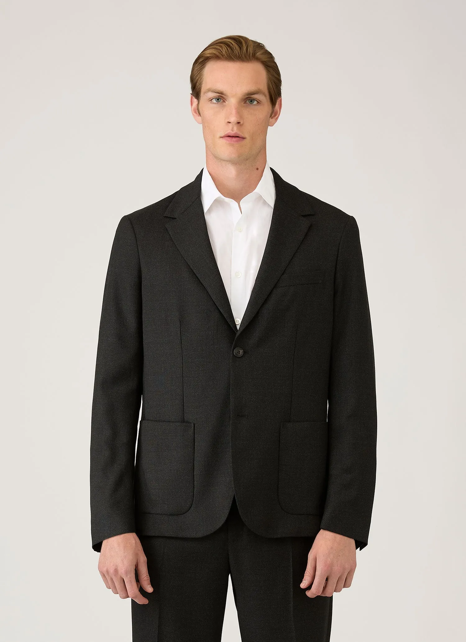 Men's Lightweight Travel Wool Blazer in Dark Charcoal Melange sold by Sunspel product image thumbnail 2