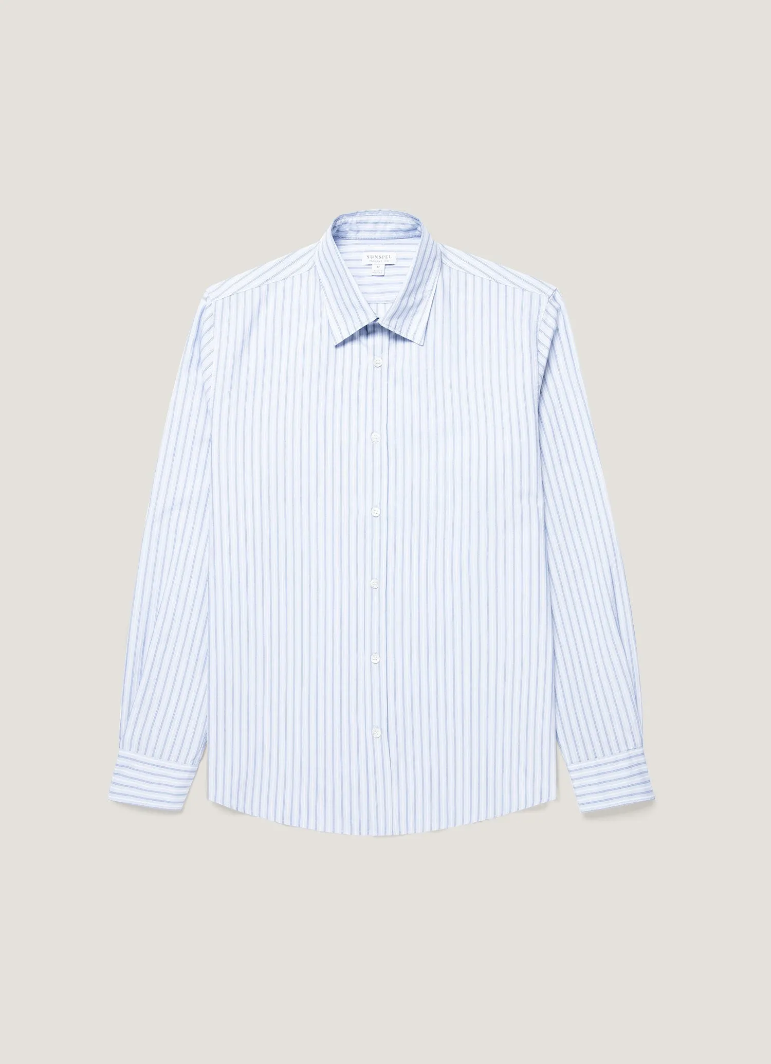 Men's Poplin Shirt in Sky Blue/White/Navy sold by Sunspel